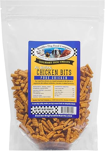 Chicken Bits golosinas puras de pollo para perros, golosinas totalmente naturales para perros. Aprobado por veterinarios, ingredientes limitados,