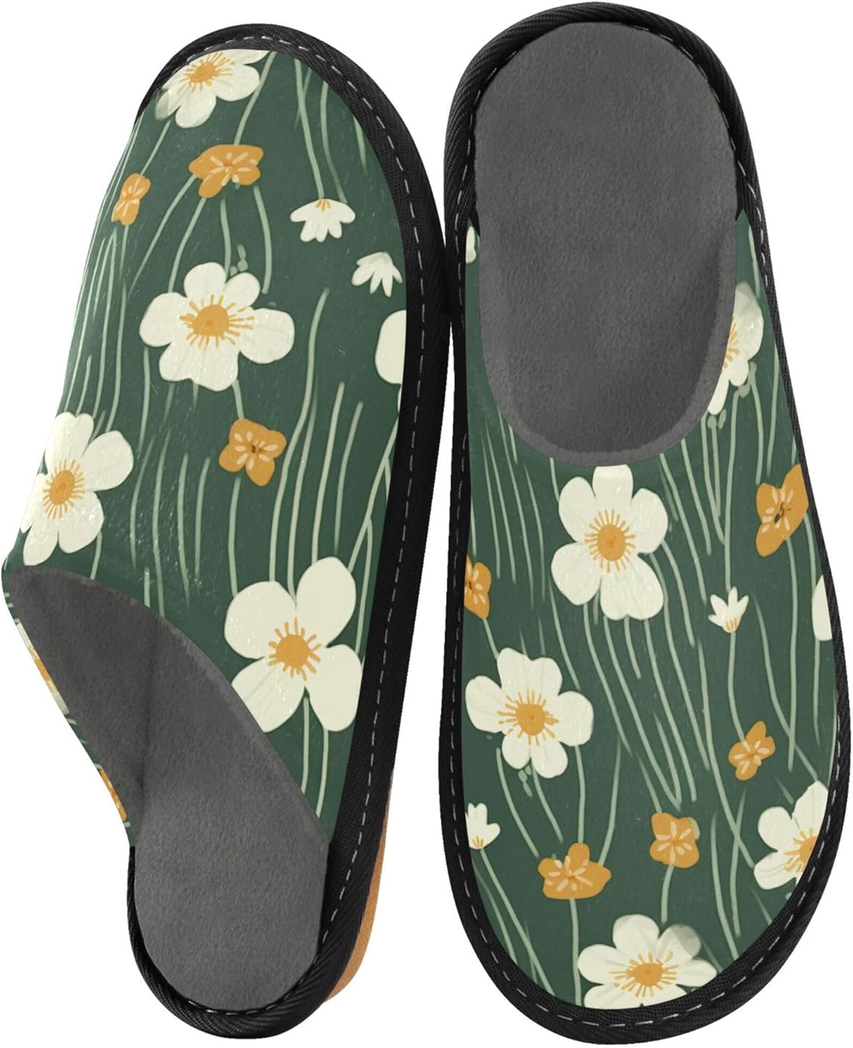 Flowers House Slippers – Cozy Fuzzy Slippers for Guests, Washable & Disposable, Perfect for Shoeless Home, Spa & Hotel Use A111549