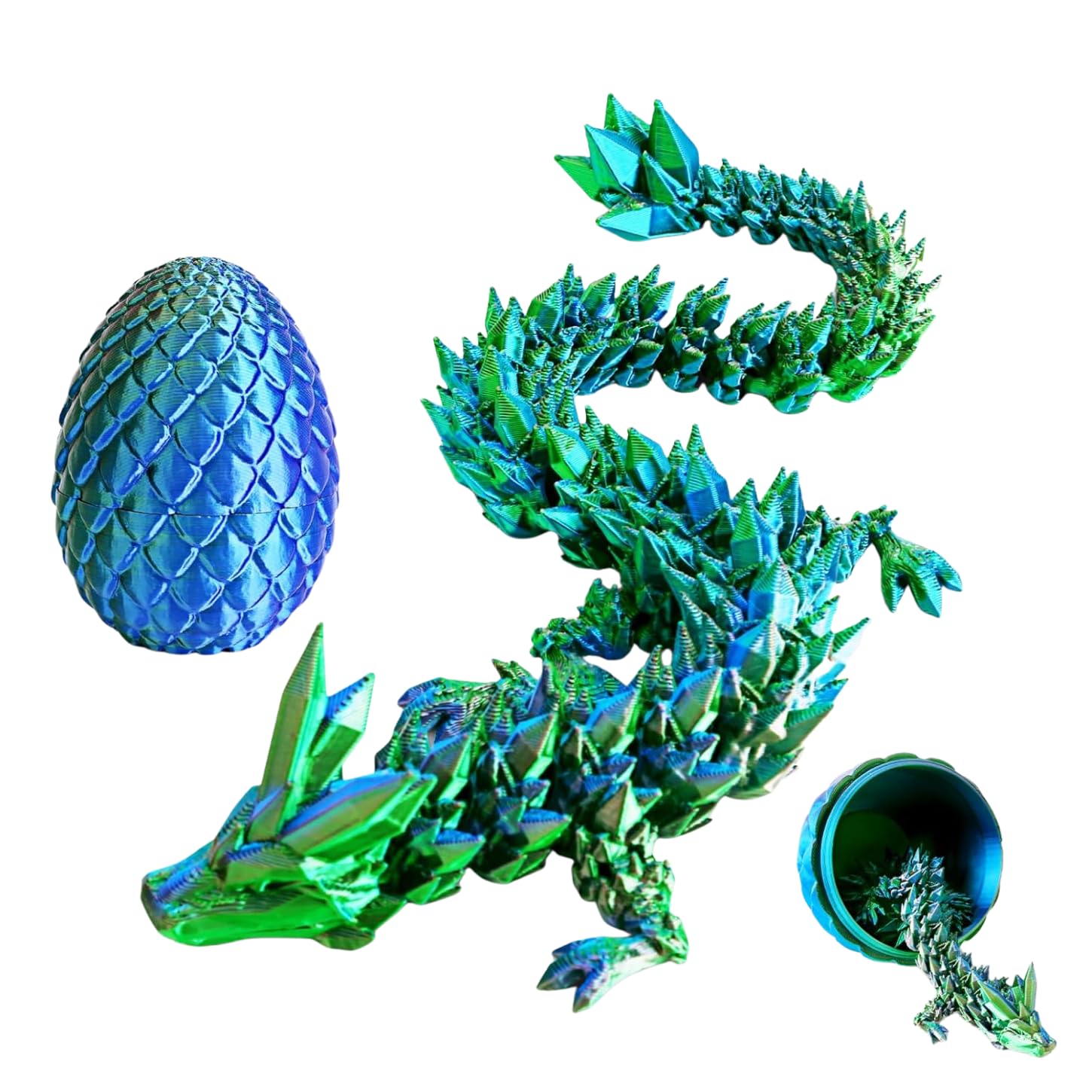 12-Inch 3D Printed Articulated Dragon with Egg, Flexible PLA Fantasy Collectible Figure, Desk Decor & Stress Relief Fidget