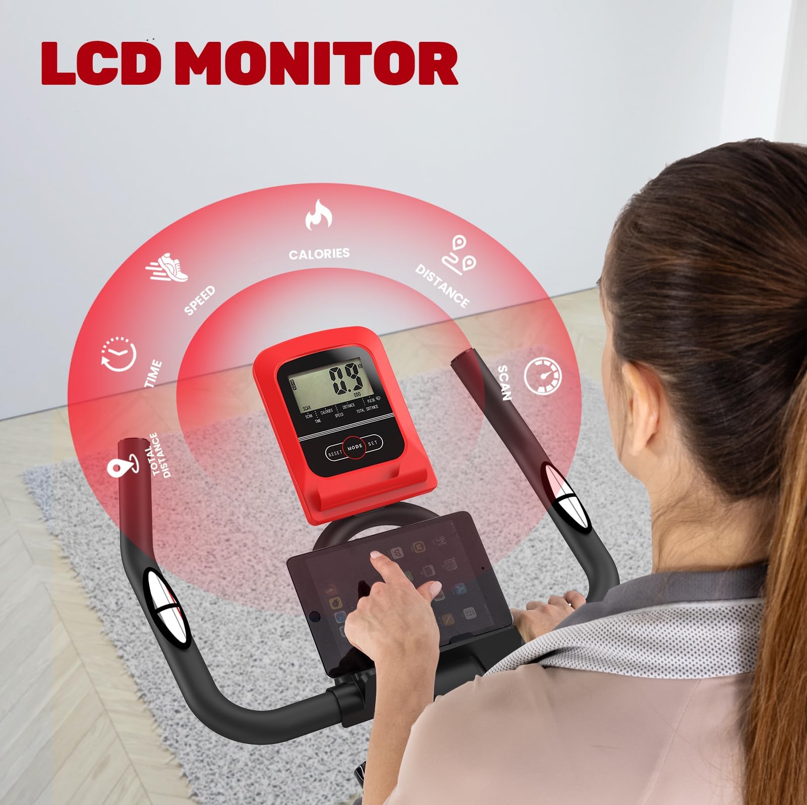 Cyclette Magnetica, Ciclismo Fitness Interno Silenzioso con Resistenza Regolabile, Display LCD, Supporto Tablet, Sella Confortevole, Capacità 150 kg