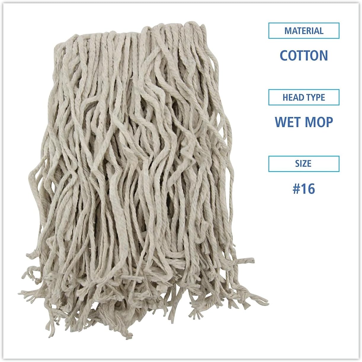 Boardwalk BWKCM02016S 4-Ply #16 Band Cotton Cut-End Mop Head - White (12/Carton)