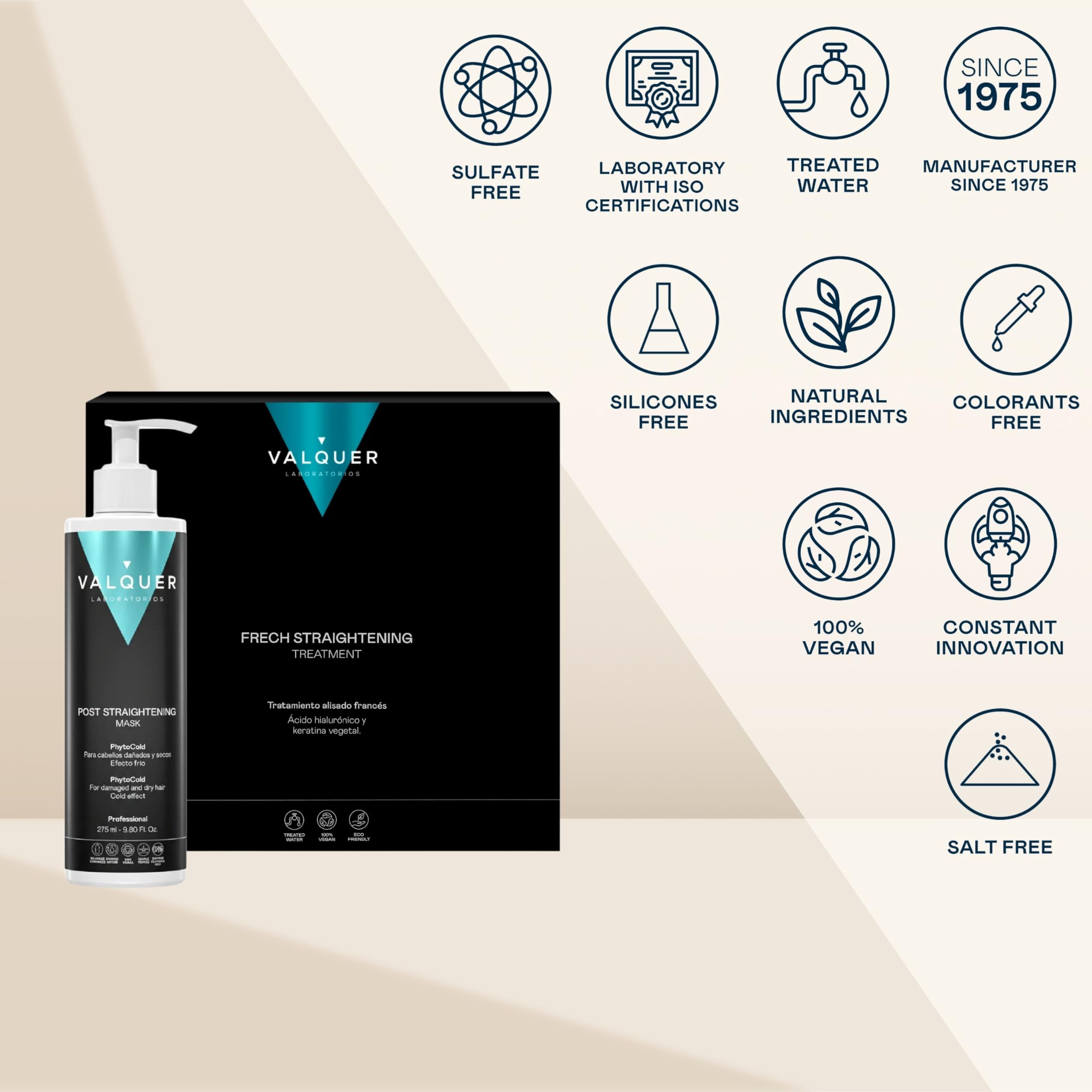 Valquer French Smoothing Pack: Treatment & Hair Mask 275ml, Hyaluronic Acid & Keratin, Vegan