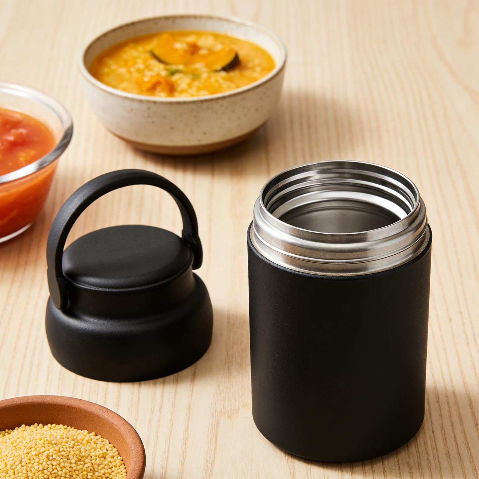 Erwachsene Isolierbrotdose Mit Vakuumisolierung Und Klappbarem Löffel | Essensbehälter Für Arbeit Schule Camping Für Arbeit, Schule, Camping, Picknick, Reisen, Salat, Suppe, , ,