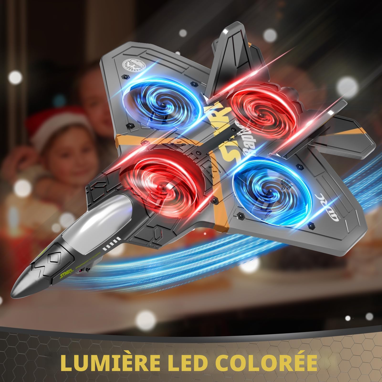 4DRC V17 Avion à Télécommande 2.4GHz en Mousse, Avion RC, Hélicoptère, Quadricoptère pour Adultes et Enfants, Drone Acrobatique avec Sensibilité Gravitationnelle, 2 Batteries Incluses