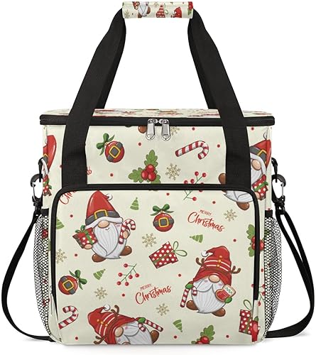 Bolsa de café de Navidad con hojas de acebo, bolsa de almacenamiento de viaje de Papá Noel, compatible con Keurig K-Mini o K-Mini Plus de una sola