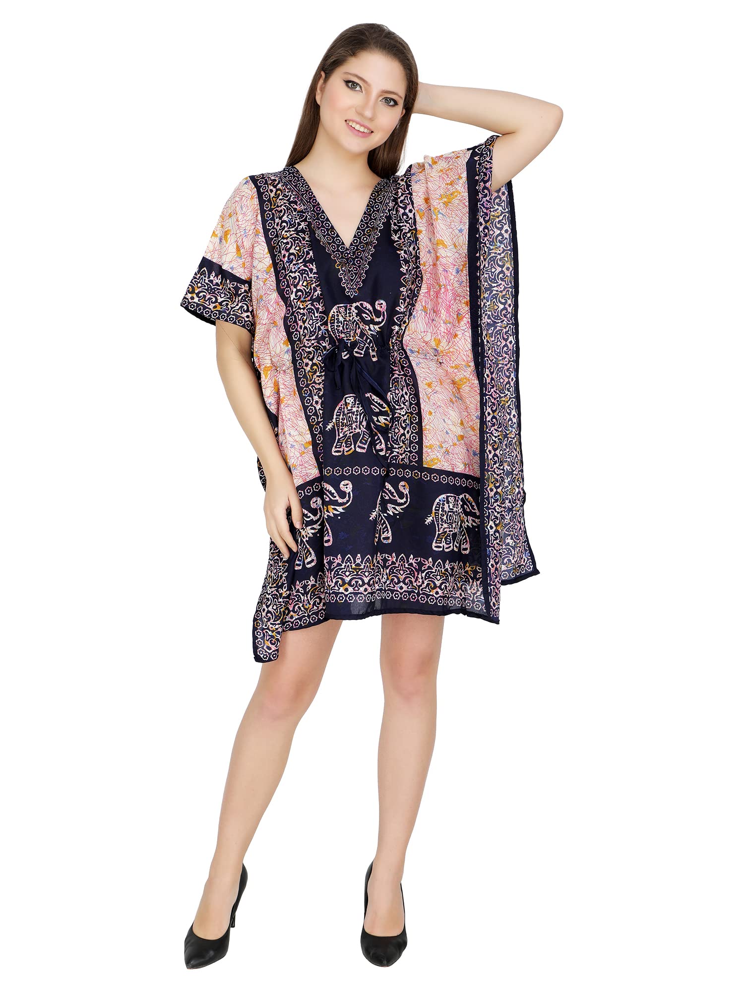ukal Women Fashion Short Kaftan Top Nightwear Tunic Dress (Free Size)-picture-46
