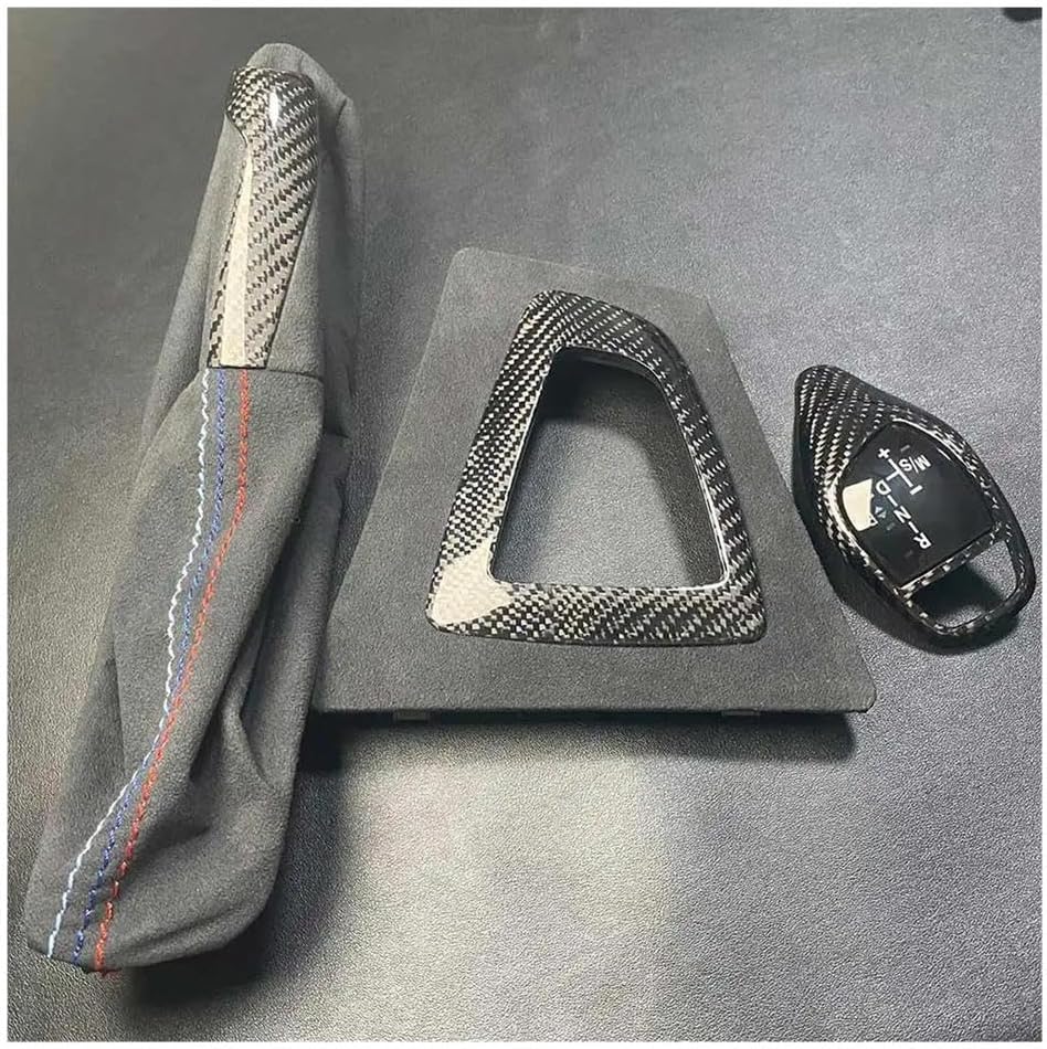 ​​Shift Handle Real Carbon Fiber for BMW 3 4 Series GT F30 F31 F32 F33 F34 2012-2018 Replace Gear Knob Head Console Panel Cover 3Pcs(Carbon Fiber)
