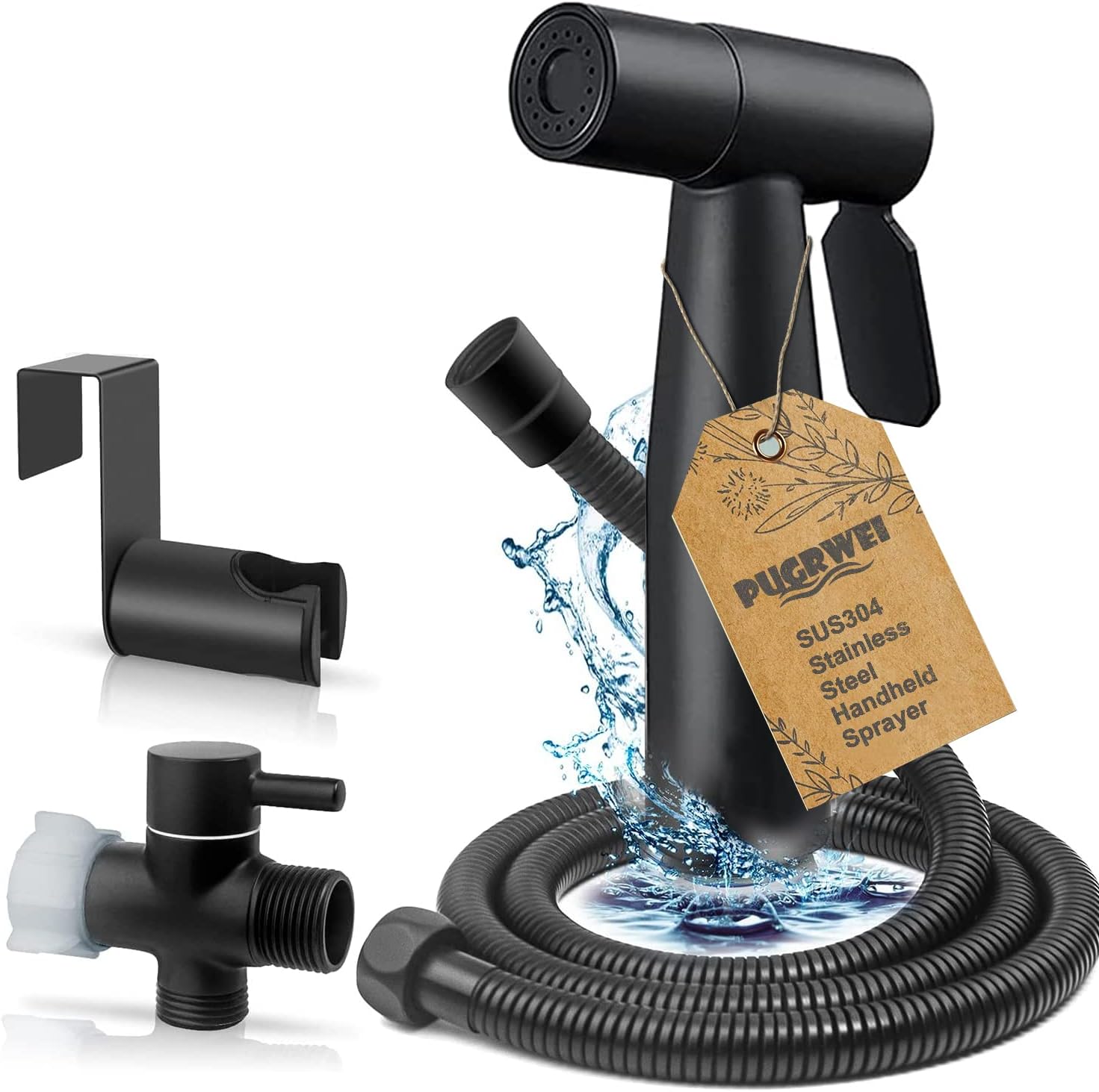Luxury Bidet Sprayer for Toilet-Handheld Sprayer Attachment with Brass Leak Free T-Valve&Adjustable Jet Spray, Perfect for Feminine Hygiene