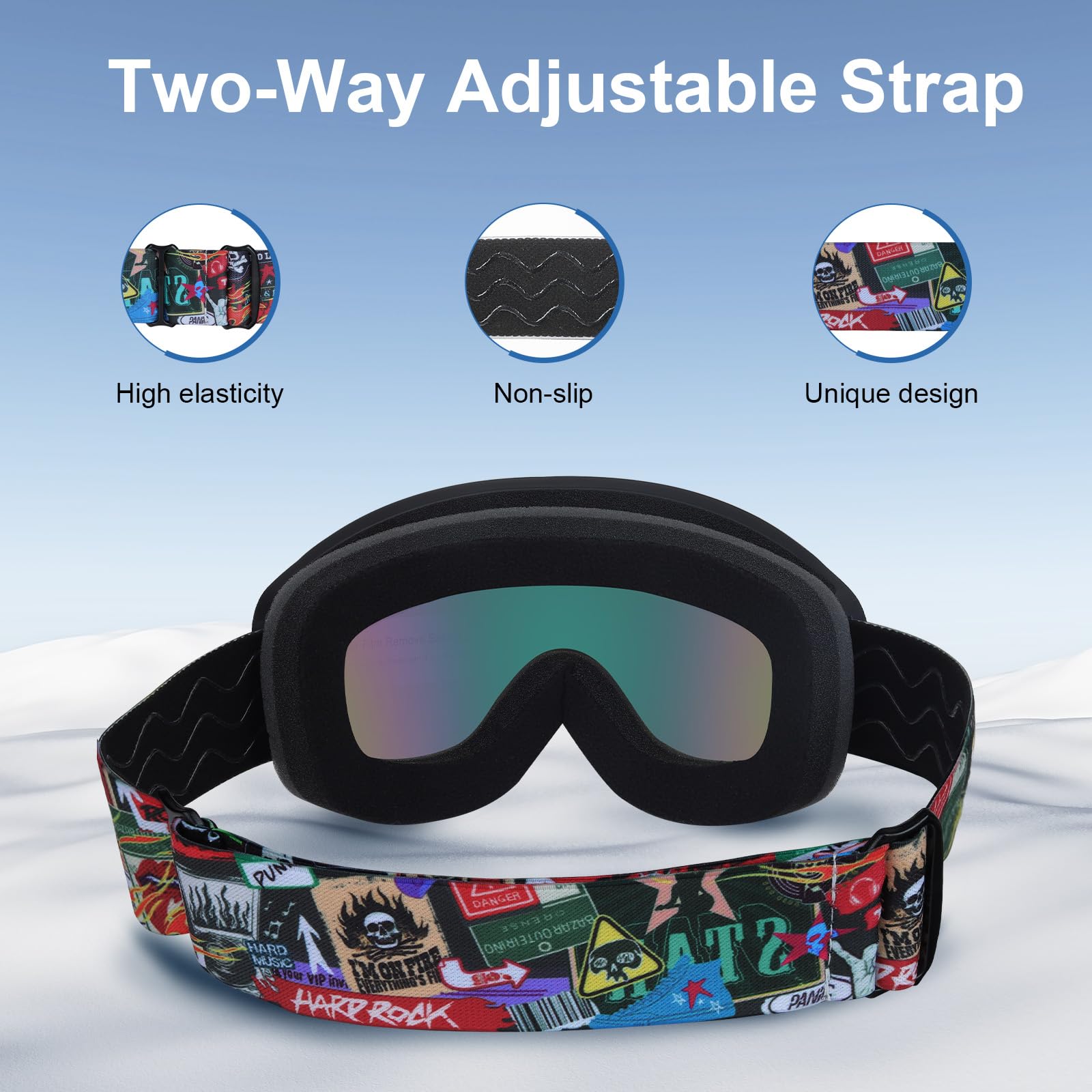 Gogle narciarskie dla dzieci, przeciwmgielne okulary snowboardowe z podwójną soczewką dla dzieci w wieku 6-14 lat, OTG, anty-100% UV 400, gogle śniegowe dla chłopców i dziewcząt, dla narciarzy