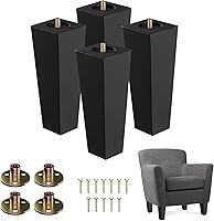 Vista 7 de Yes4All Juego de 4 patas cuadradas de madera para muebles de 4.5 pulgadas - Pies de repuesto de madera para sofá, cama, banco - Patas cónicas