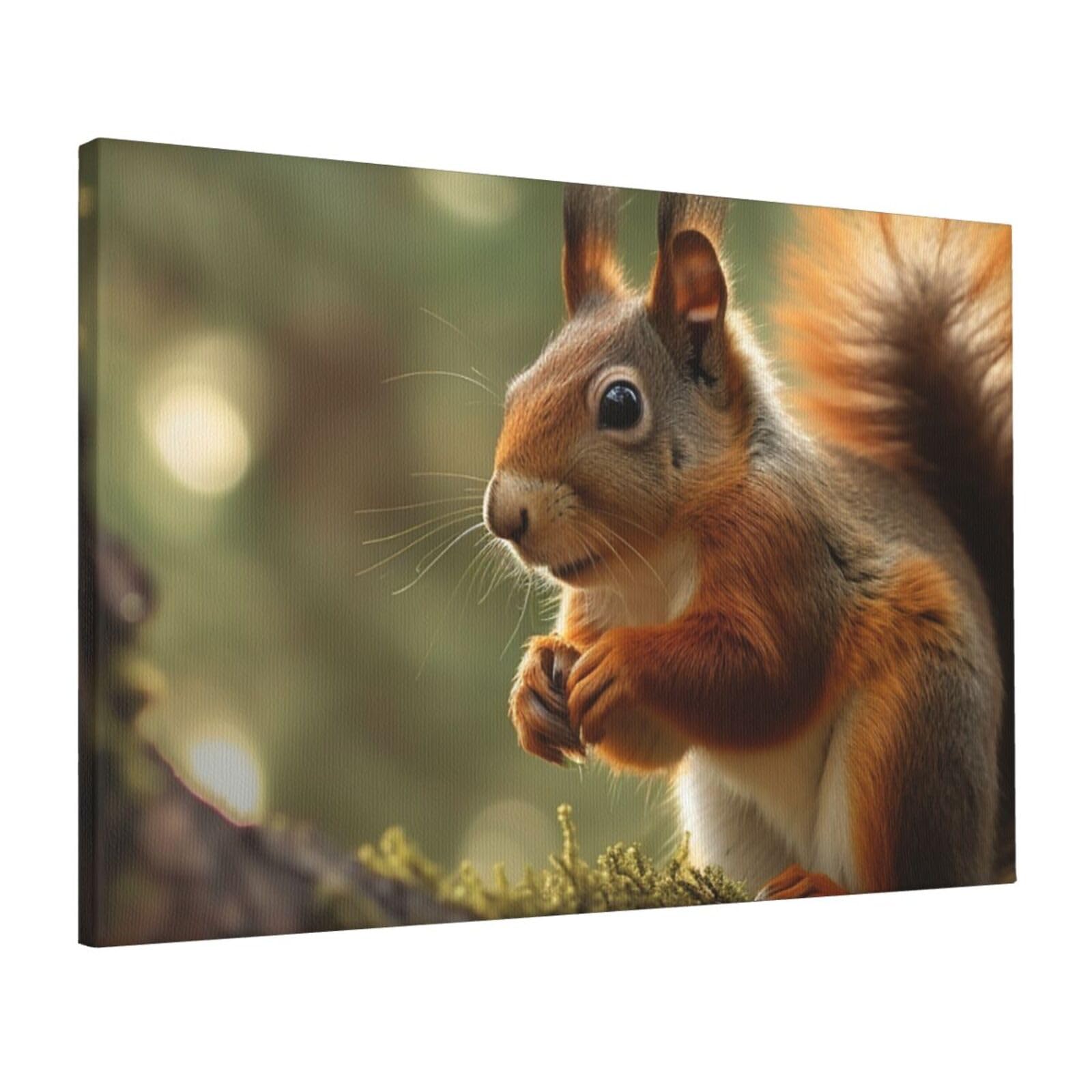 FodPand Canvas Wall Art for Living Room Wall Decor 16"x24" Modern Artwork Painting Pictures Hanging Canvas Prints Wildlife Forest Squirrel Aesthetic Wall Art for Bedroom Bathroom Office Wallart Decor