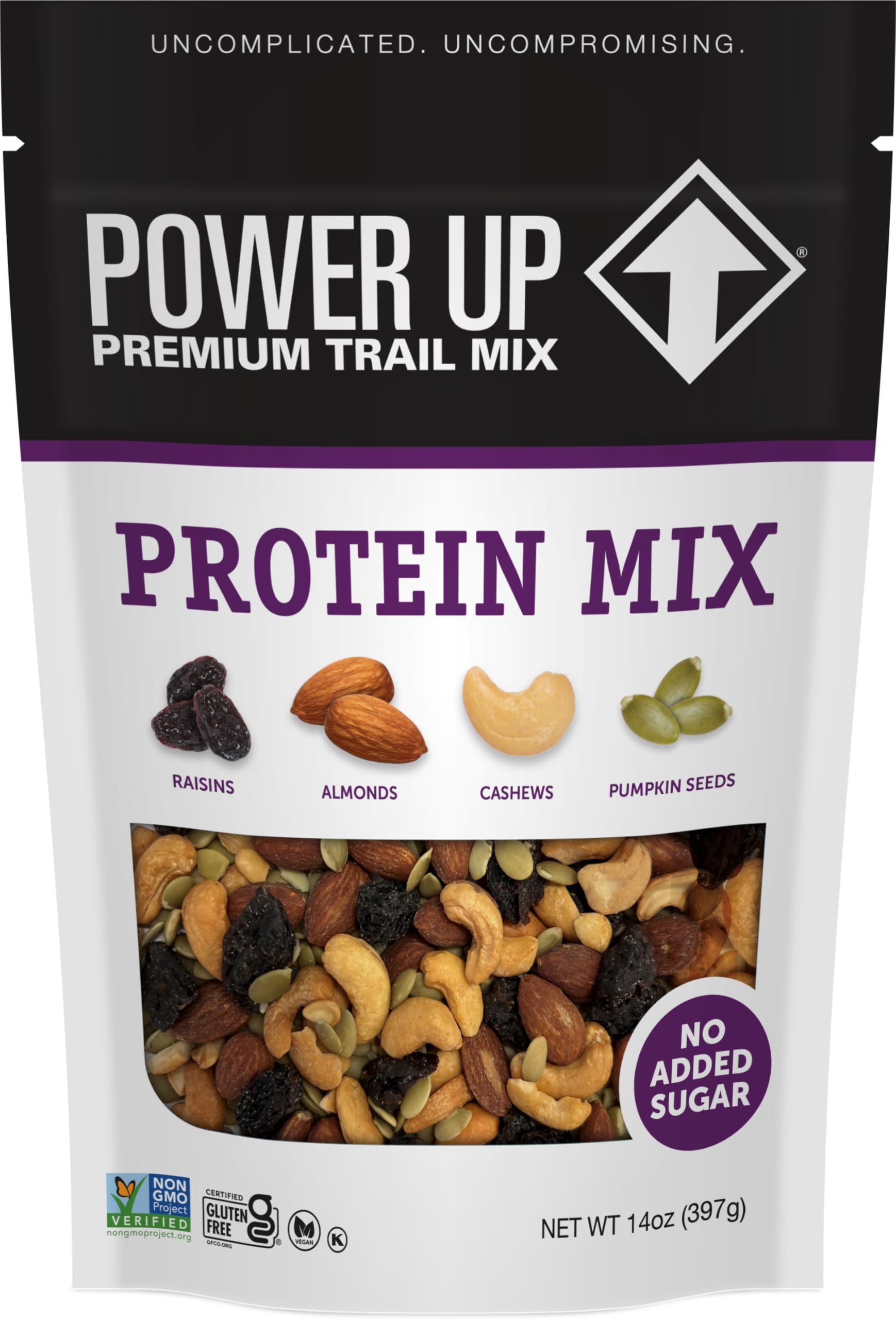 Power Up Protein Packed Trail Mix – Almonds, Cashews, Raisins & Pumpkin Seeds – No Peanuts, Non-GMO, Gluten-Free, Vegan Friendly, Kosher, No Artificial Ingredients – 14 oz Resealable Bags (Pack of 3)