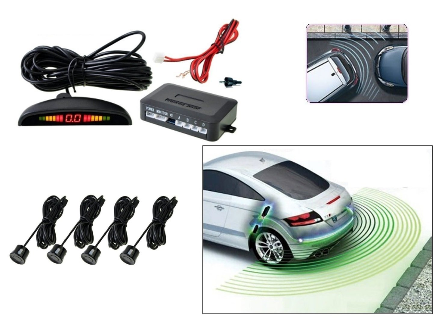 PRIKNIK Reverse Car ParK-ing Sensor LED Display Black - Compatible with ...