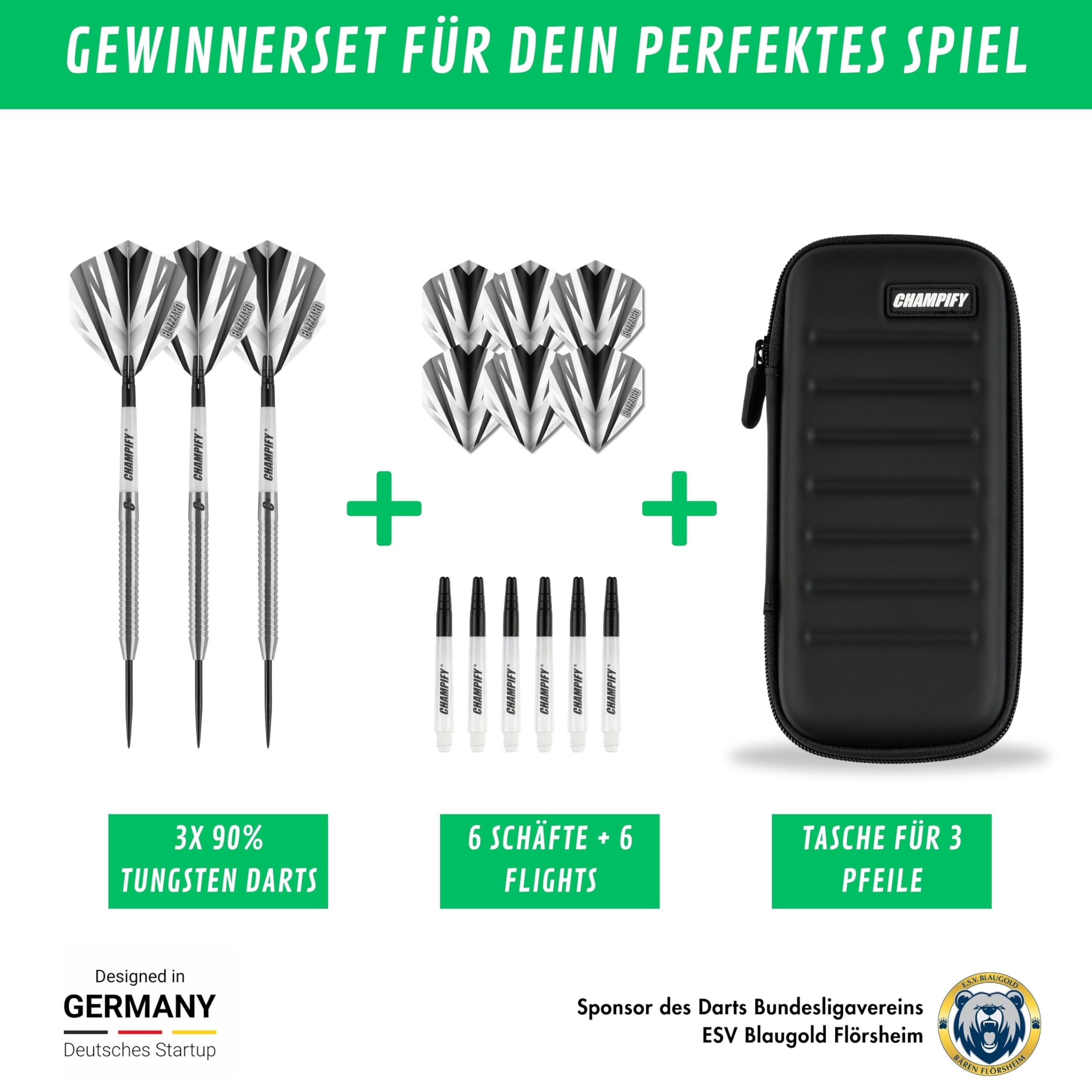 CyeeLife Set di Freccette in tungsteno, 23 Grammi, Freccette Professionali in Acciaio con 3 scatole, 9 Alette e 1 Sharpener, Freccette con Punta in Metallo (Nero) (Nero