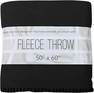 50x60 Throw Blankets, Fleece Throw Blanket for Livingroom, Couch, Chair, Bed (Solid Black)