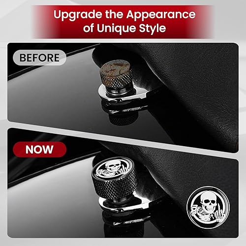 Miniatura 4 de Tornillo de acero inoxidable moleteado para asiento de guardabarros, rosca de 14 pulgadas - 20 para Harley Davidson 1996-2020, esqueleto de dedo