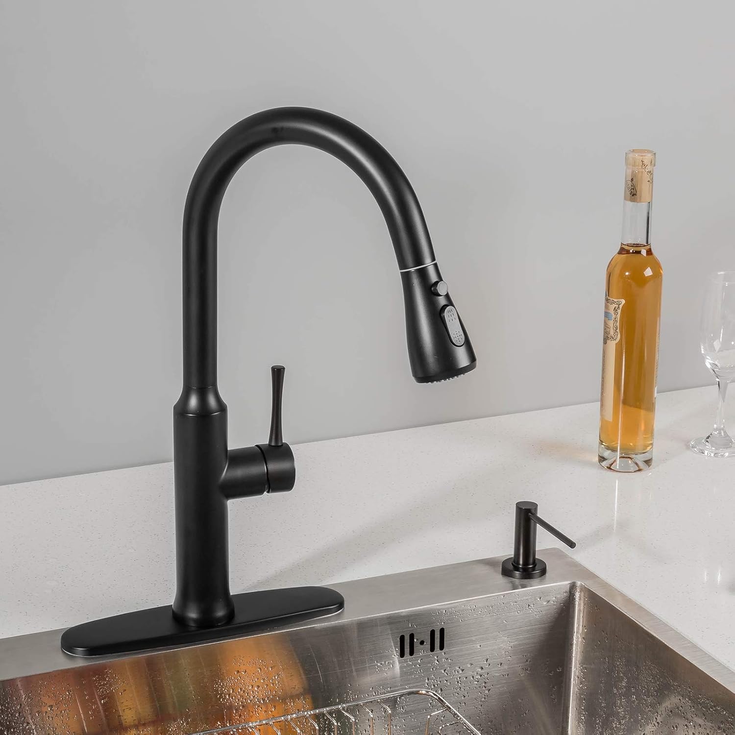 Gеt Pорulаr оƒƒеr GAPPO Pull Down Kitchen Faucet Matte Black Stainless Steel, High Arc Modern Single Handle Kitchen Sink Faucet with Pull Out Sprayer