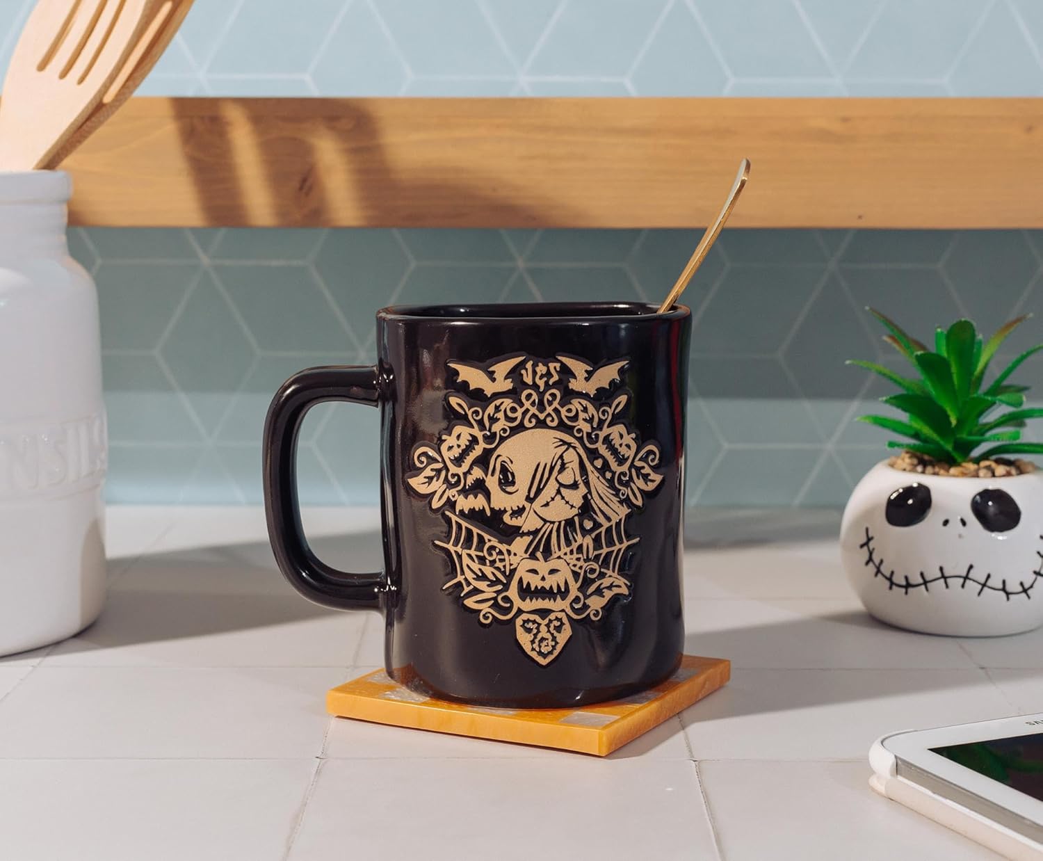 Disney The Nightmare Before Christmas Jack And Sally Wax-Resist Ceramic Pottery Mug | Large Coffee Cup For Tea, Espresso, Cocoa | Holds 25 Ounces - Image 5