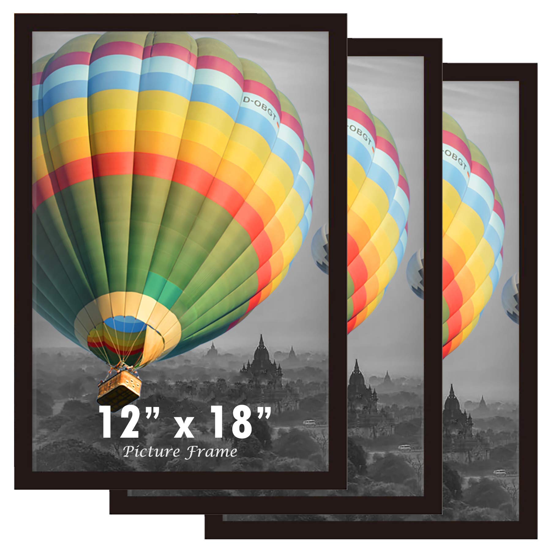 Buy iBstone 12X18 Frames for Wall Set of 3, Natural Wood Picture Frame