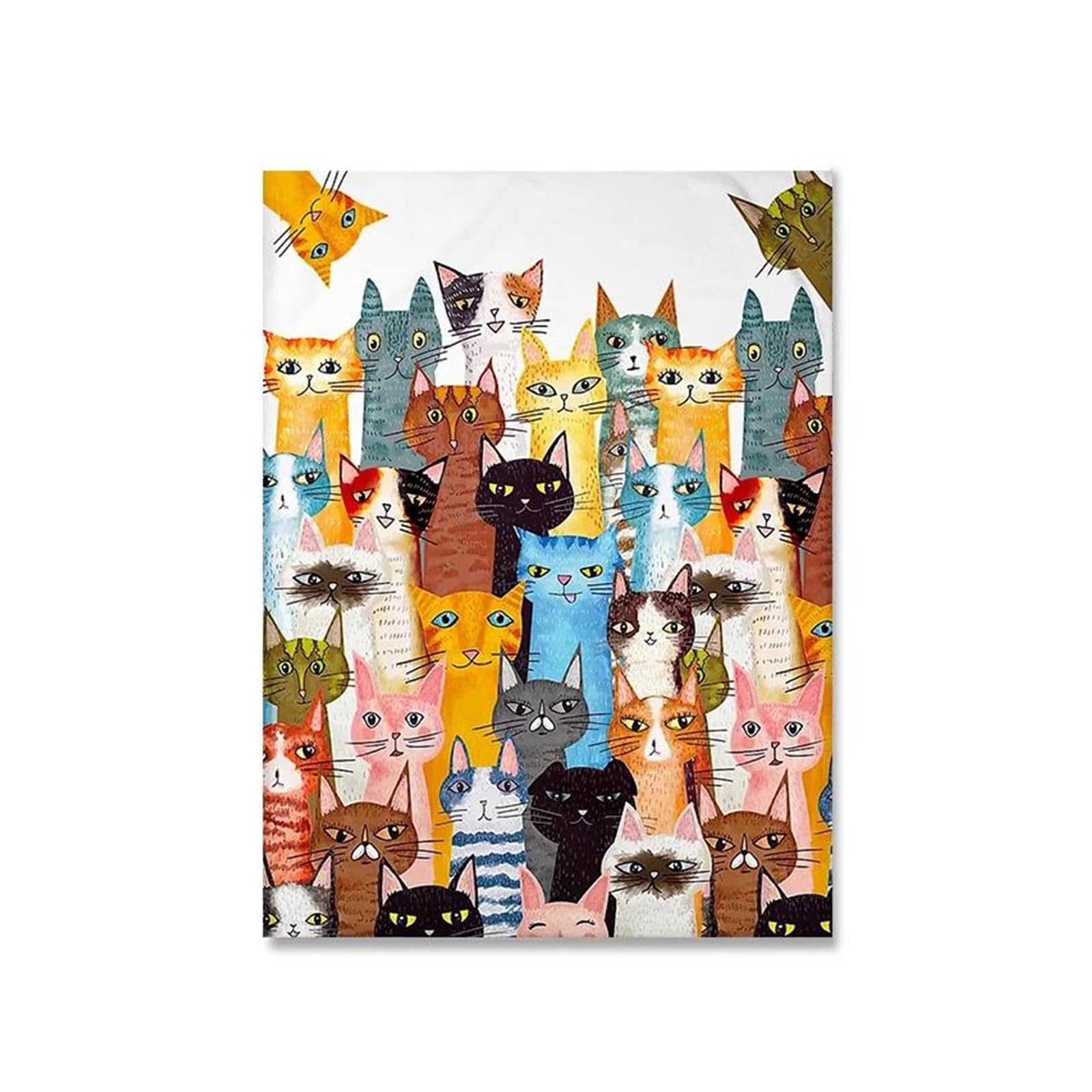 Peinture sur toile amusante chat coloré déco murale moderne maison 60x80