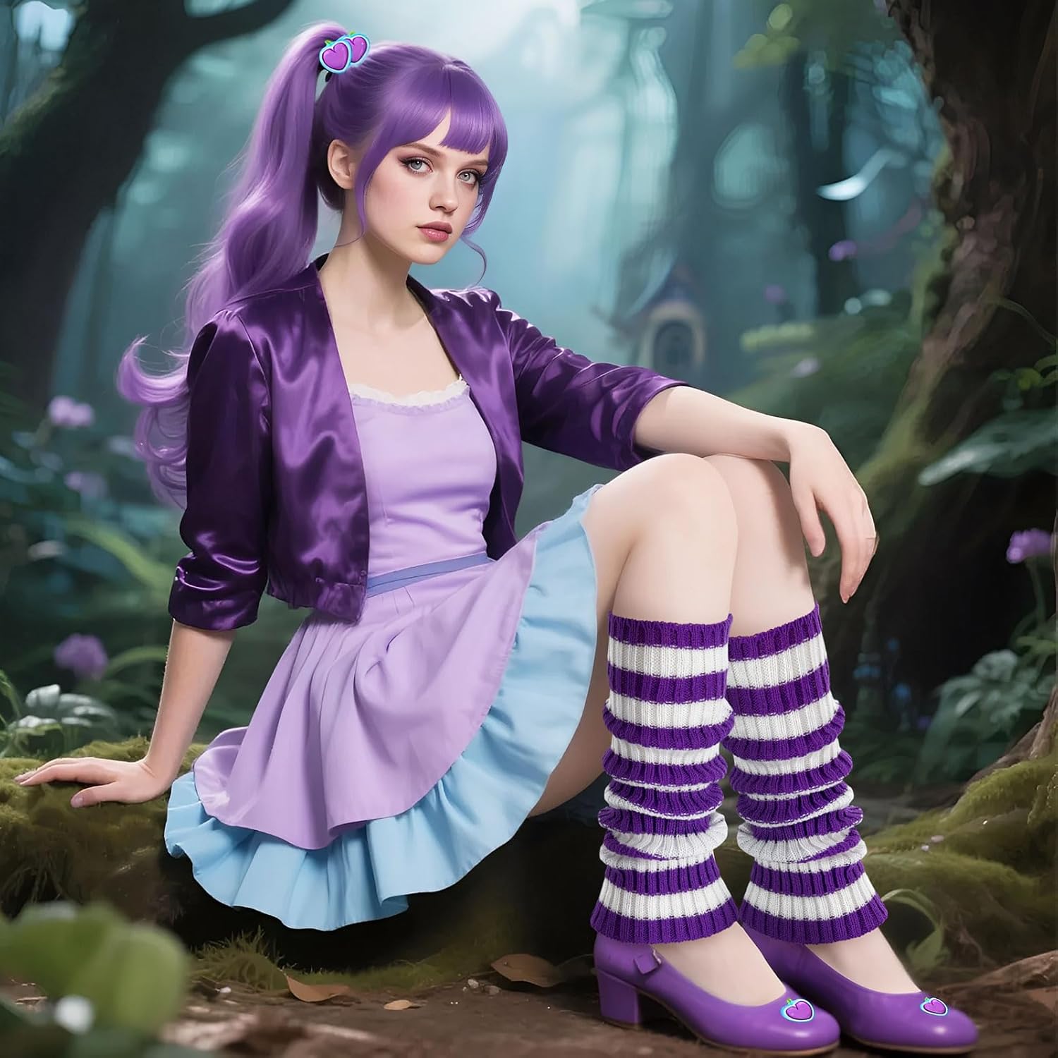 Junely Leg Warmers for Women Striped Leg Warmer Knit Legwarmers Cosplay Costume Accessories - Image 6