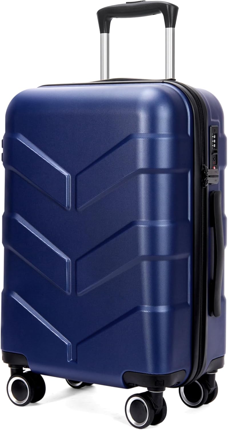 Hardside Carry On Luggage 22x14x9 Airline Approved with Spinner Wheels, Lightweight 20-inch Carry-On Suitcase for Men & Women, Blue