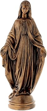 Holyart Marble Statues Miraculous Mary Statue, 60 cm Bronzed reconstituted Carrara Marble for Outdoors