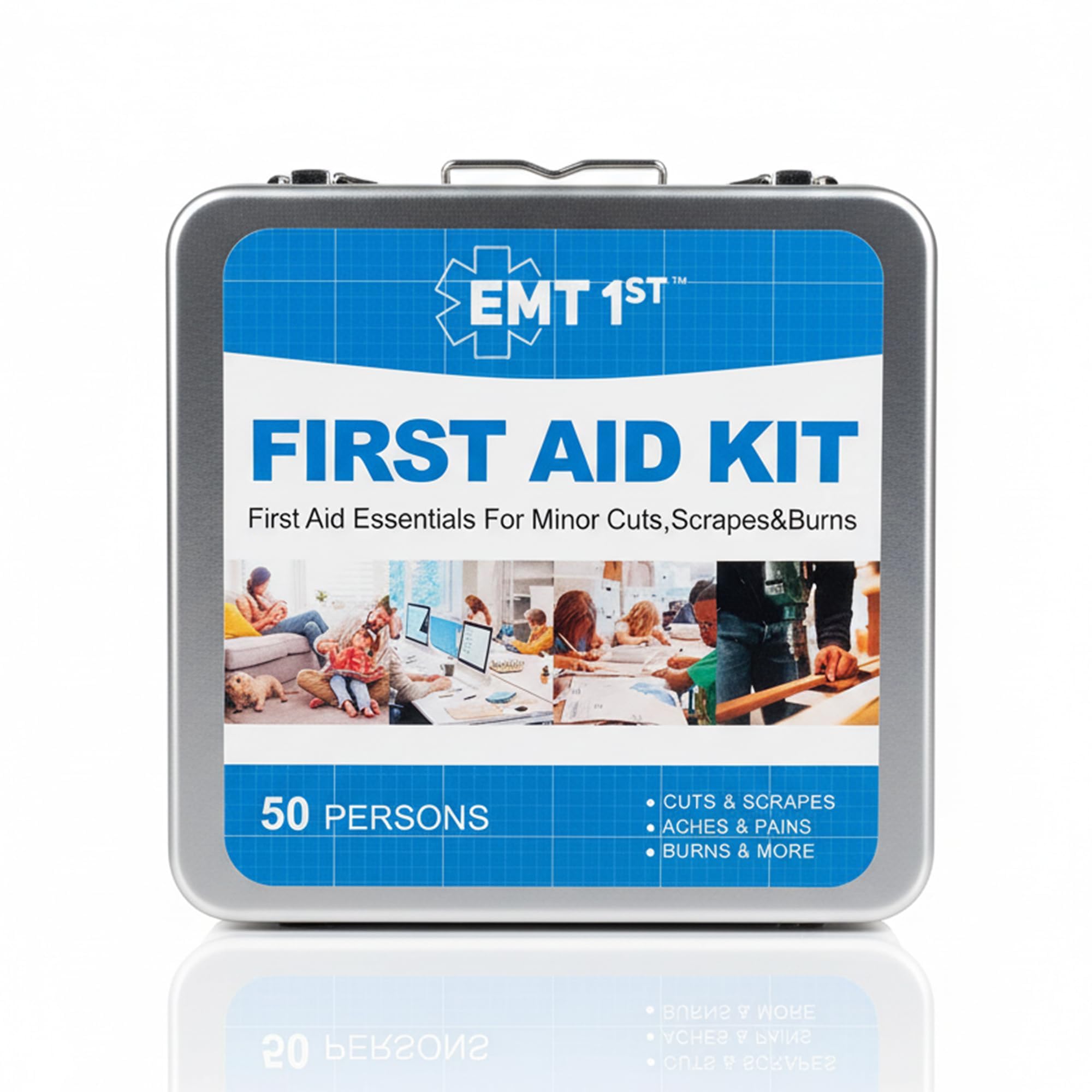 EMT1st 272 Piece Emergency First Aid Kit - Wall Mountable Metal Case