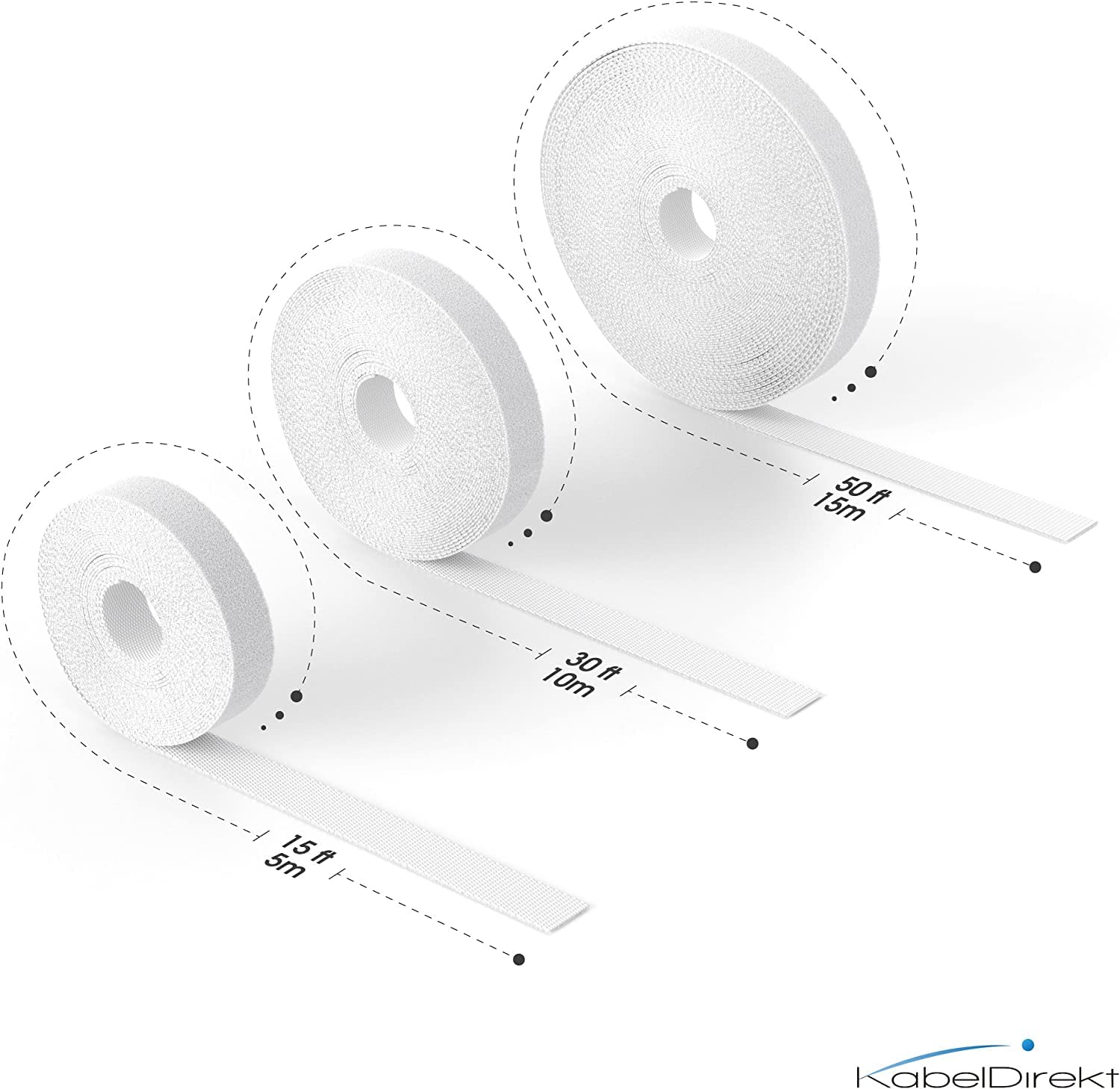 KabelDirekt – 12,5 mm x 5m Fascette Fermacavo (con micro ganci, fibre sintetiche, lunghezza regolabile individualmente, per disposizione, raggruppamento dei cavi),