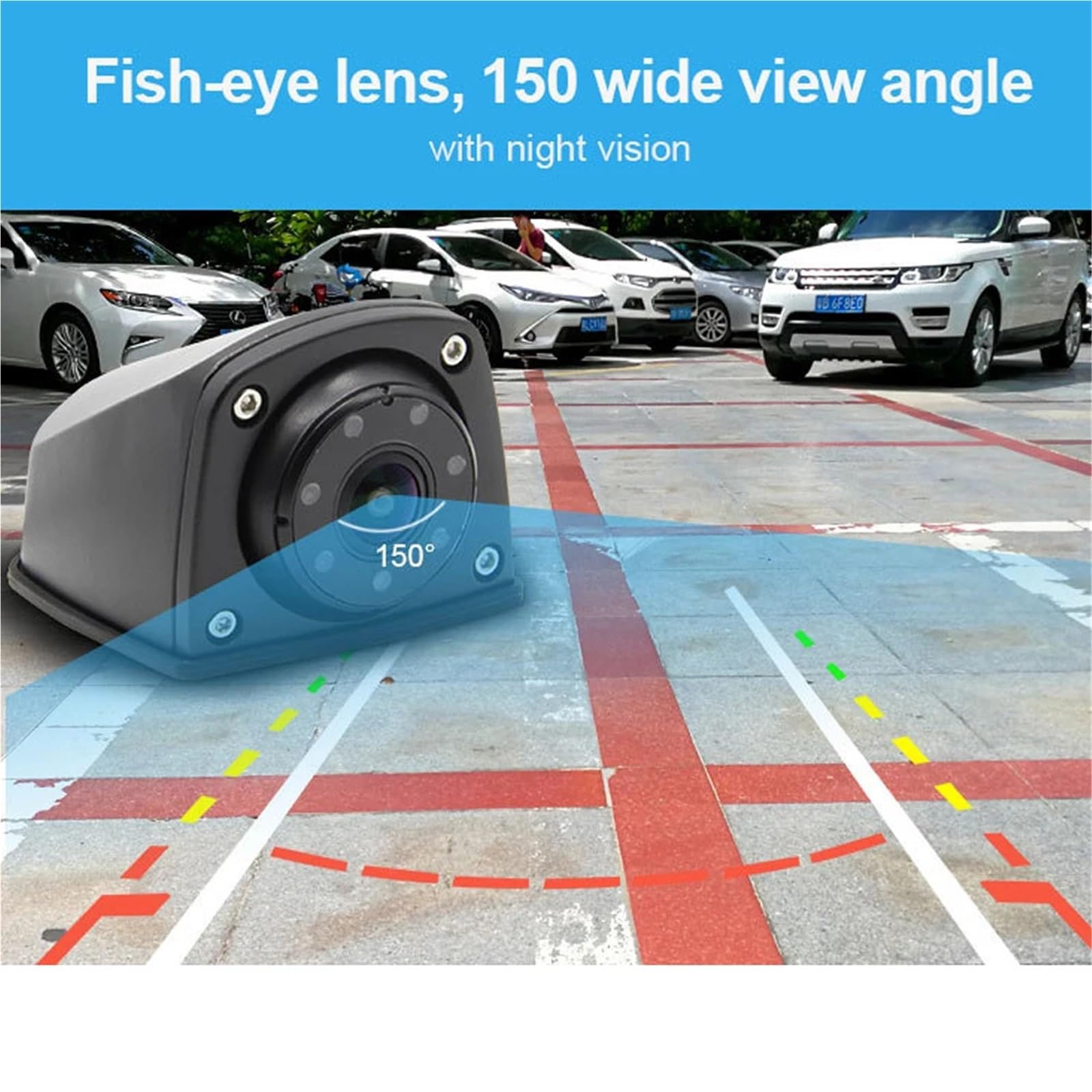 Kamera cofania 4PIN 1080P Kamera Boczna Tylna Noktowizor Wodoodporna Metalowa Obudowa Pasuje Do Ciężarówki Przyczepy kempingowej MDVR/Monitor DVR Kamera cofania Samochód(White)