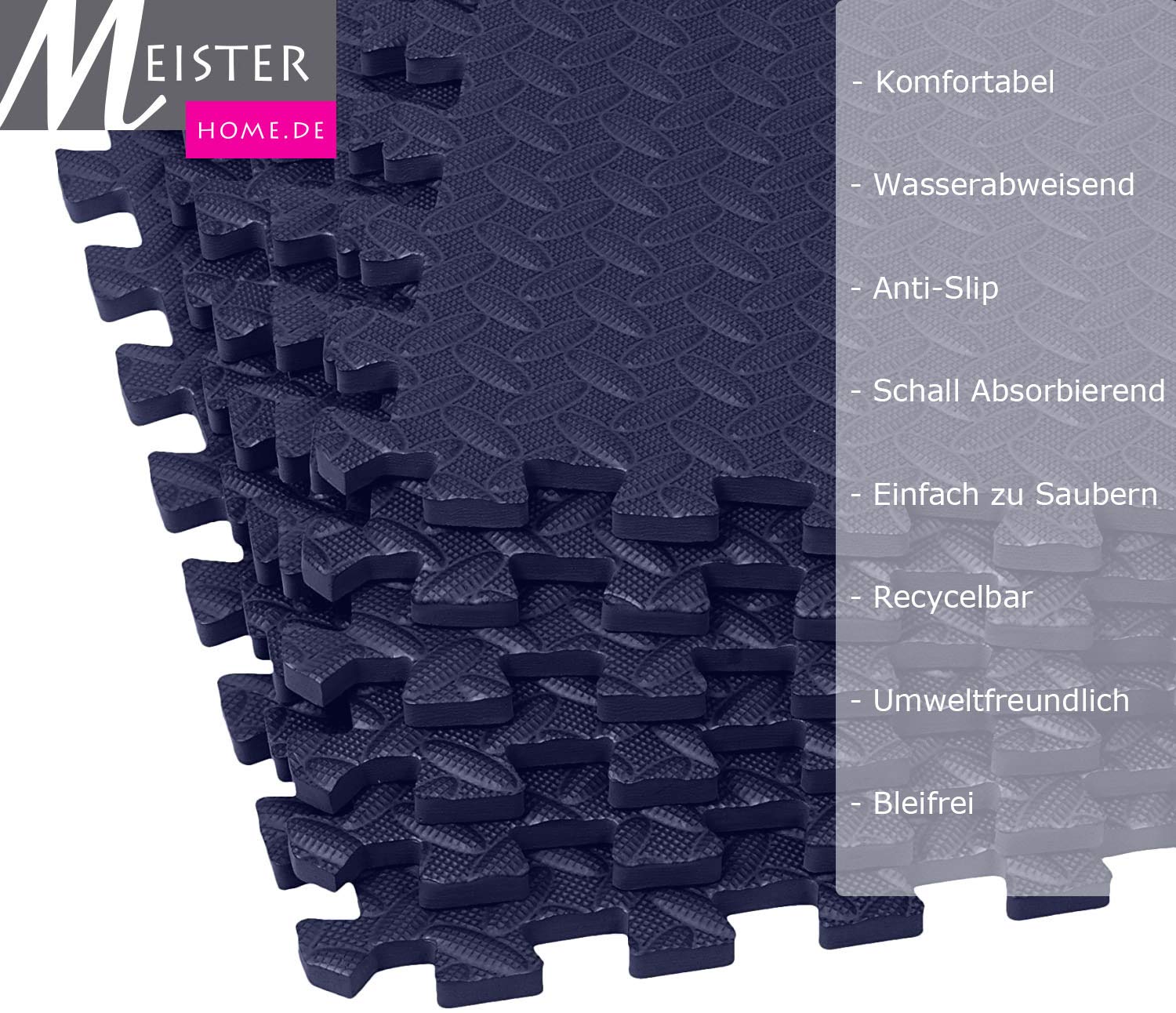 Meisterhome - 60x60x1cm - 21 Stuck - 7.56 m² -Tardis blue Schutzmatten Set Puzzlematte Bodenschutz Matte - Puzzle Bodenschutzmatten Unterlegmatte | Fitnessmatte Turnmatte Sportmatte Trainingsmatte