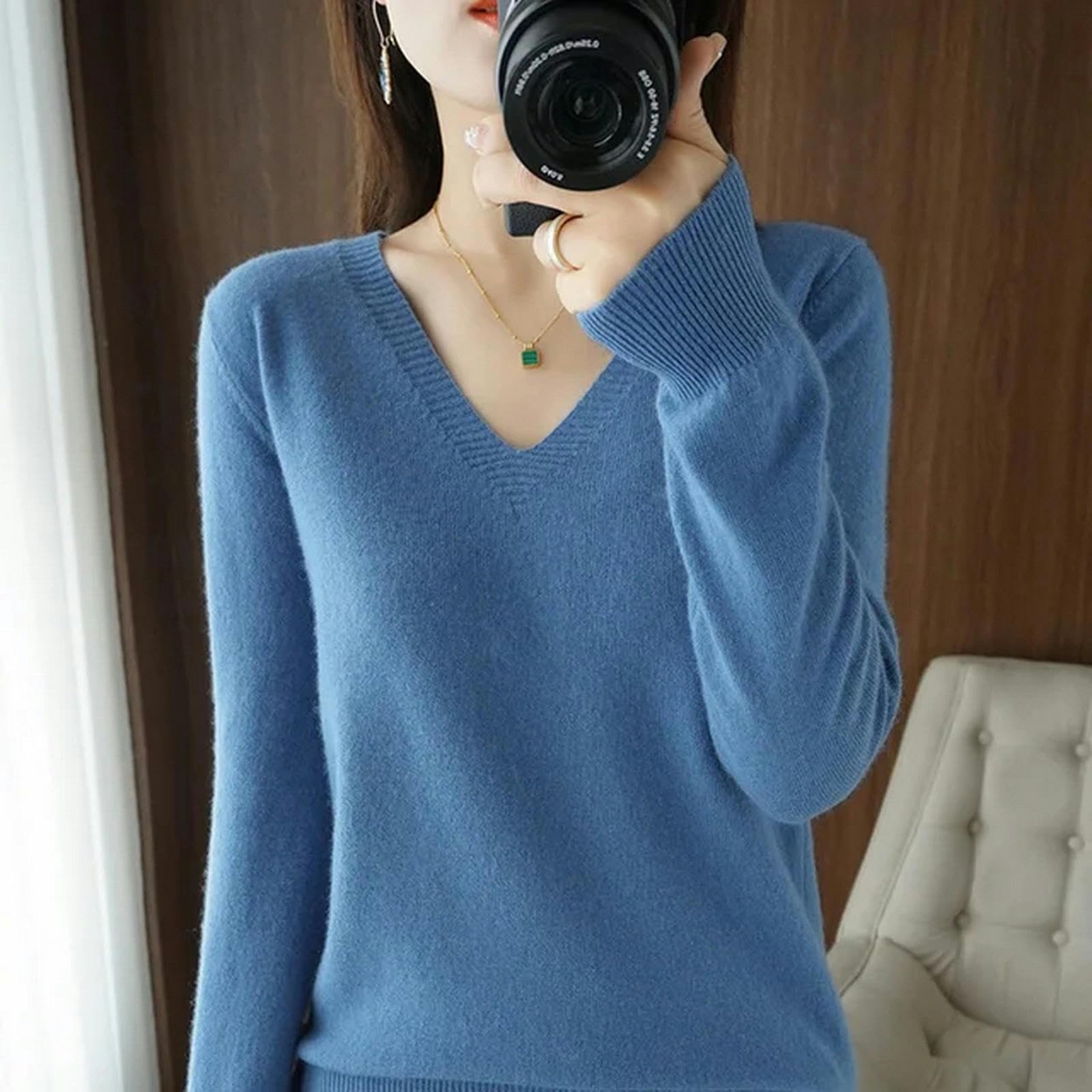 Sweter dla kobiet swetry damskie dekolt w serek solidne swetry swetry wiosna jesień damski sweter zima ciepła dzianina dół koszula