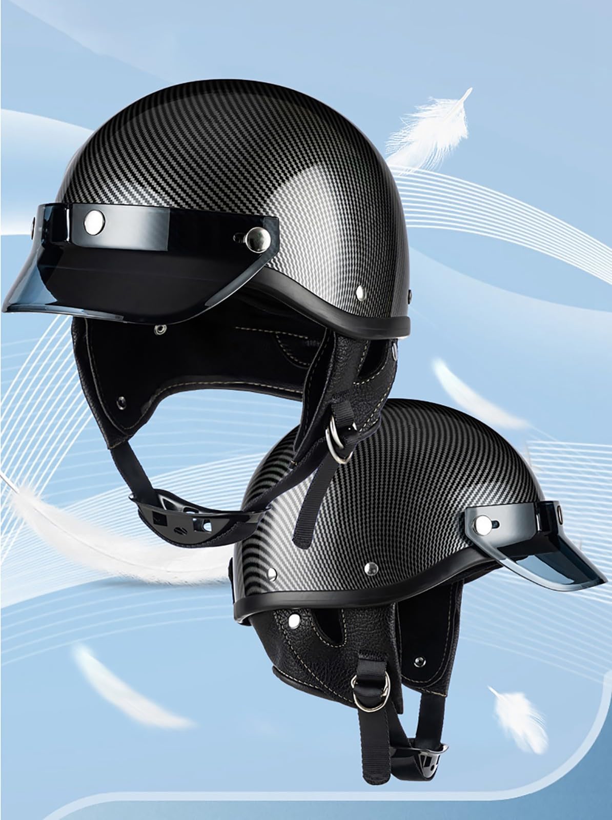 Casco Moto Aperto Casco Retro Moto Mezzo Casco per Uomo E Donna Certificato Ece Unisex per Bici Scooter, B, L=57-59CM