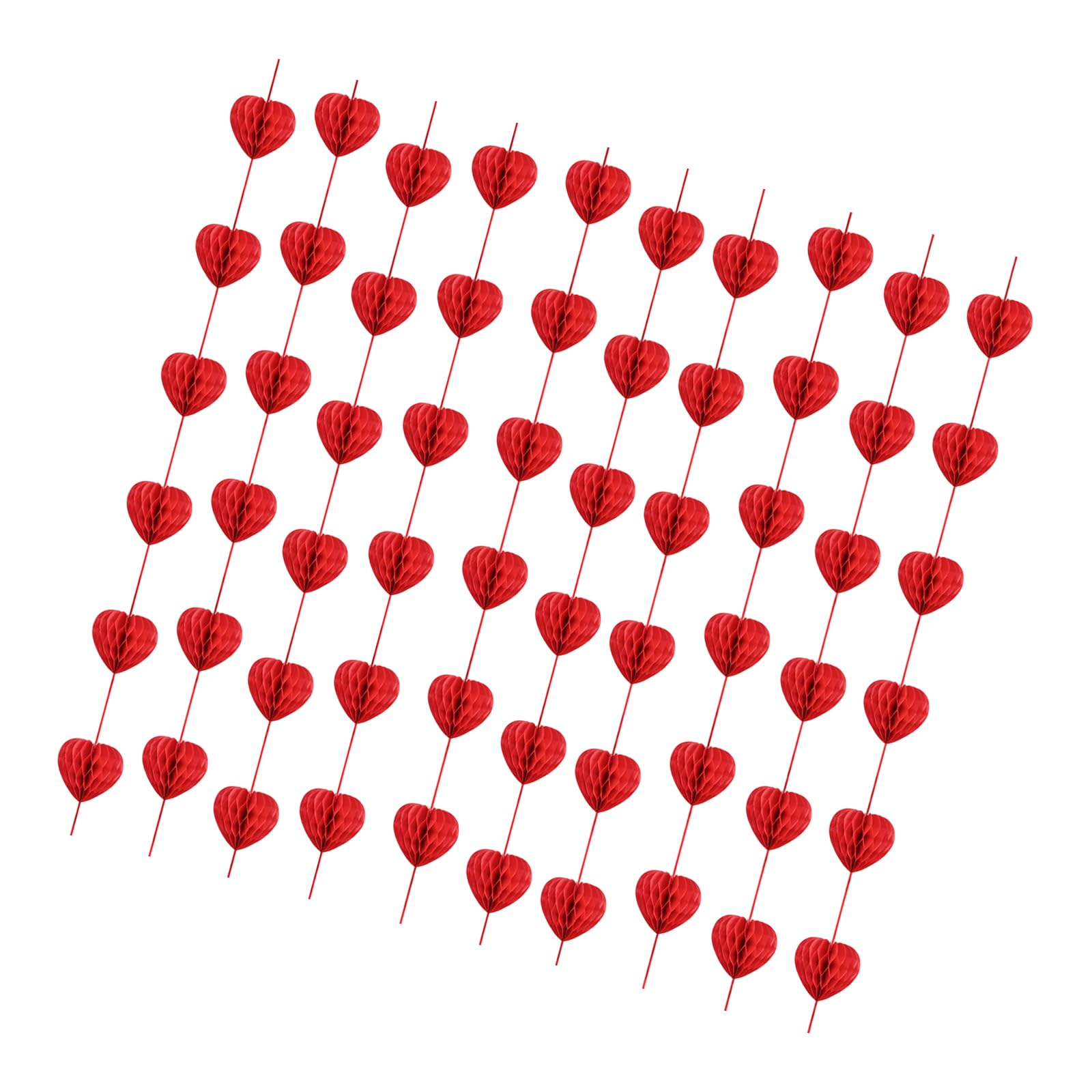 Kalttoy Of 10 Love Heart Shaped Honeys Comb Garlands Banners Decorations for Anniversaries Birthdays Red Garlands
