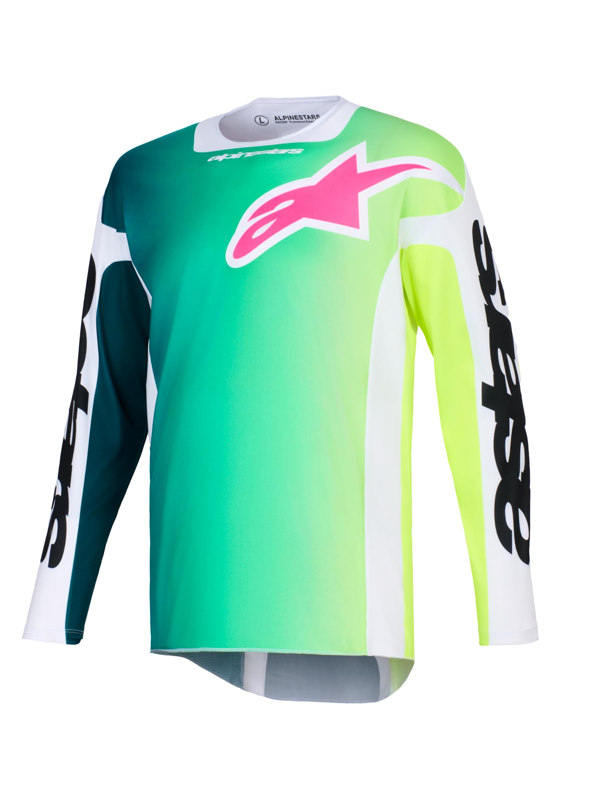 Alpinestars Racer Portl Maglia da motocross, nero bianco verde, L
