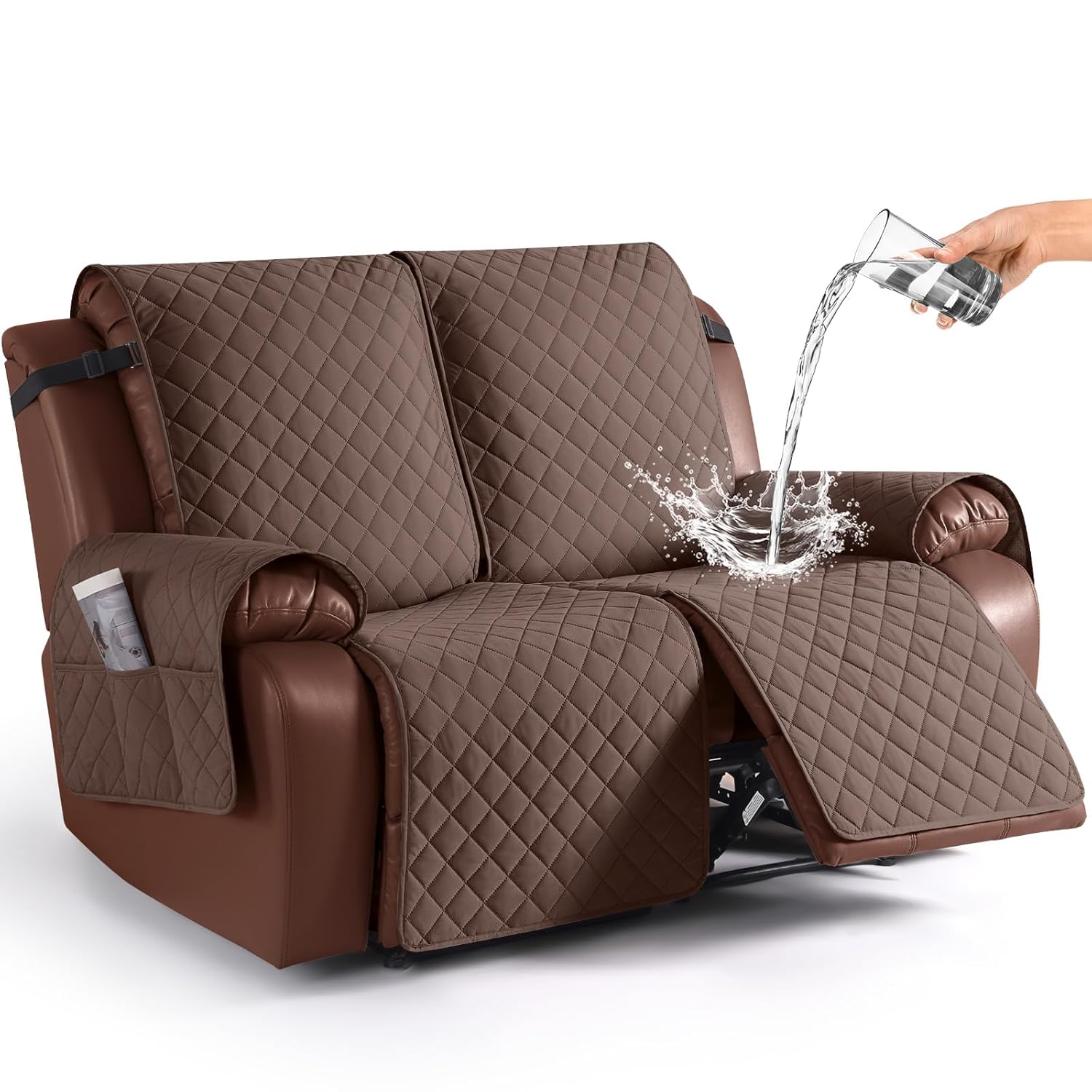 KinCam Waterproof Loveseat Recliner Cover, Non-Slip Reclining Couch Covers for 2 Seat, Recliner Sofa Cover Furniture Protector with Elastic Straps for Kids, Pets, Deep Brown KinCam Waterproof Loveseat Recliner Cover, Non-Slip Reclining Couch Covers for 2 Seat, Recliner Sofa Cover Furniture Protector with Elastic Straps for Kids, Pets, Deep Brown