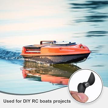 sourcing map RC Boat Propeller, 2 Blades Propellers 4.8mm Hole Dia 42mm OD 1.2mm Pitch CW CCW Clockwise Rotating Drill Propeller for RC Boat, DIY Ship Model, Black