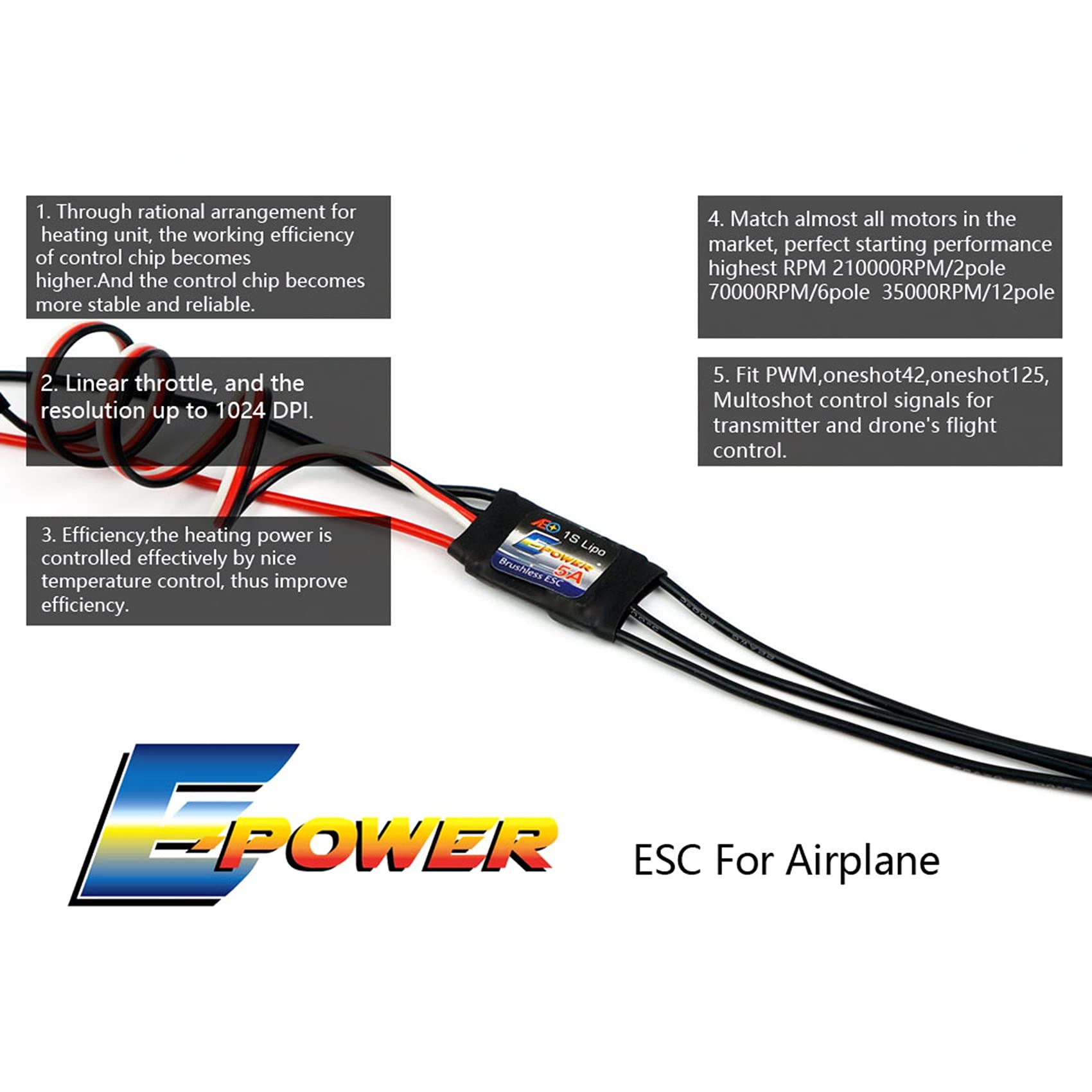 Contrôleur ESC 10A Avec UBEC Pour Avion RC - Régulation De Vitesse Moteur Brushless - Evarbuild