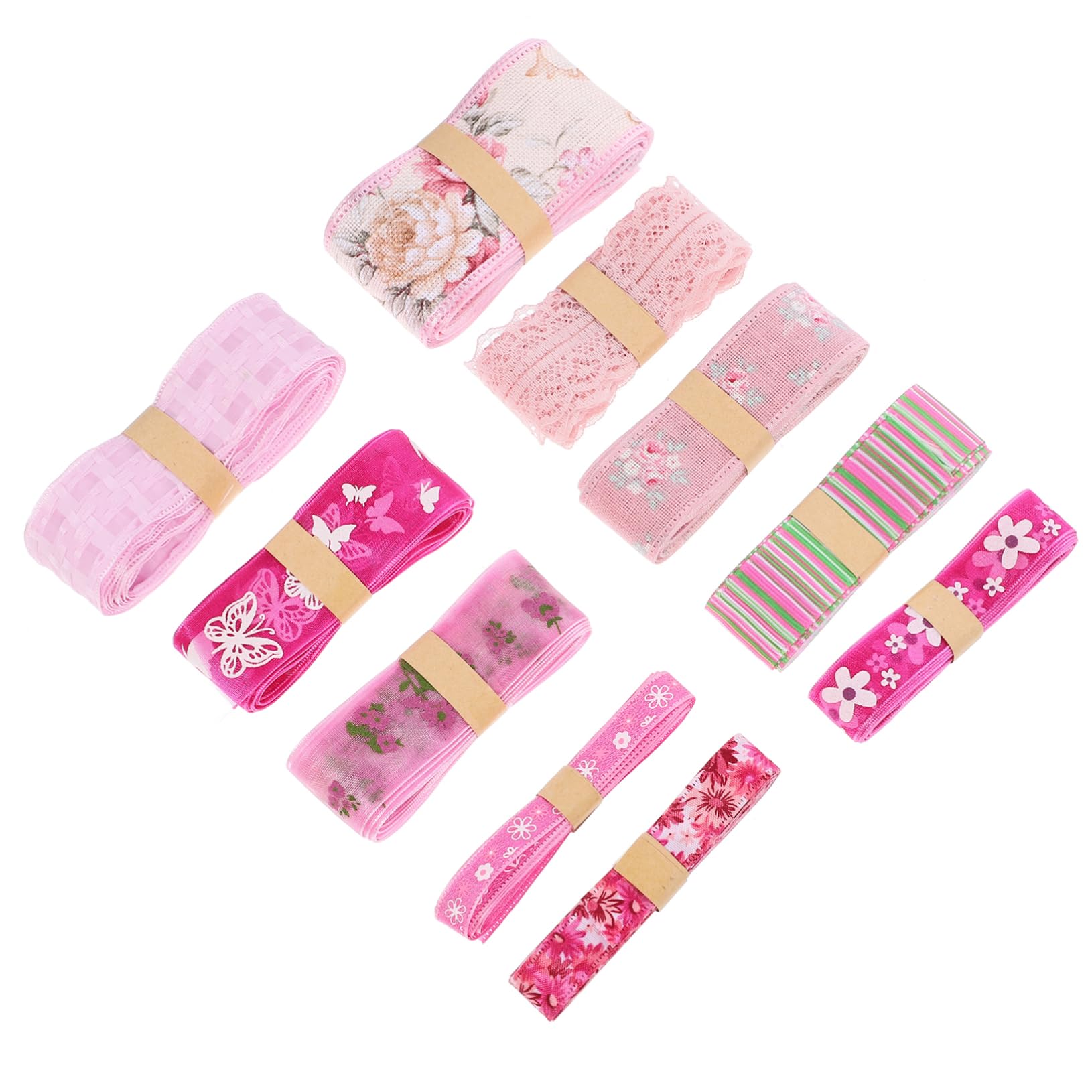 Angoily 5 Sätze Blumenmuster Geschenkbänder Teiliges Vielseitiges Und Strapazierfähiges Dekoband Für Diy Bastelprojekte Hochzeitsdekoration Geschenkverpackung Und Party 10 Stück * 5