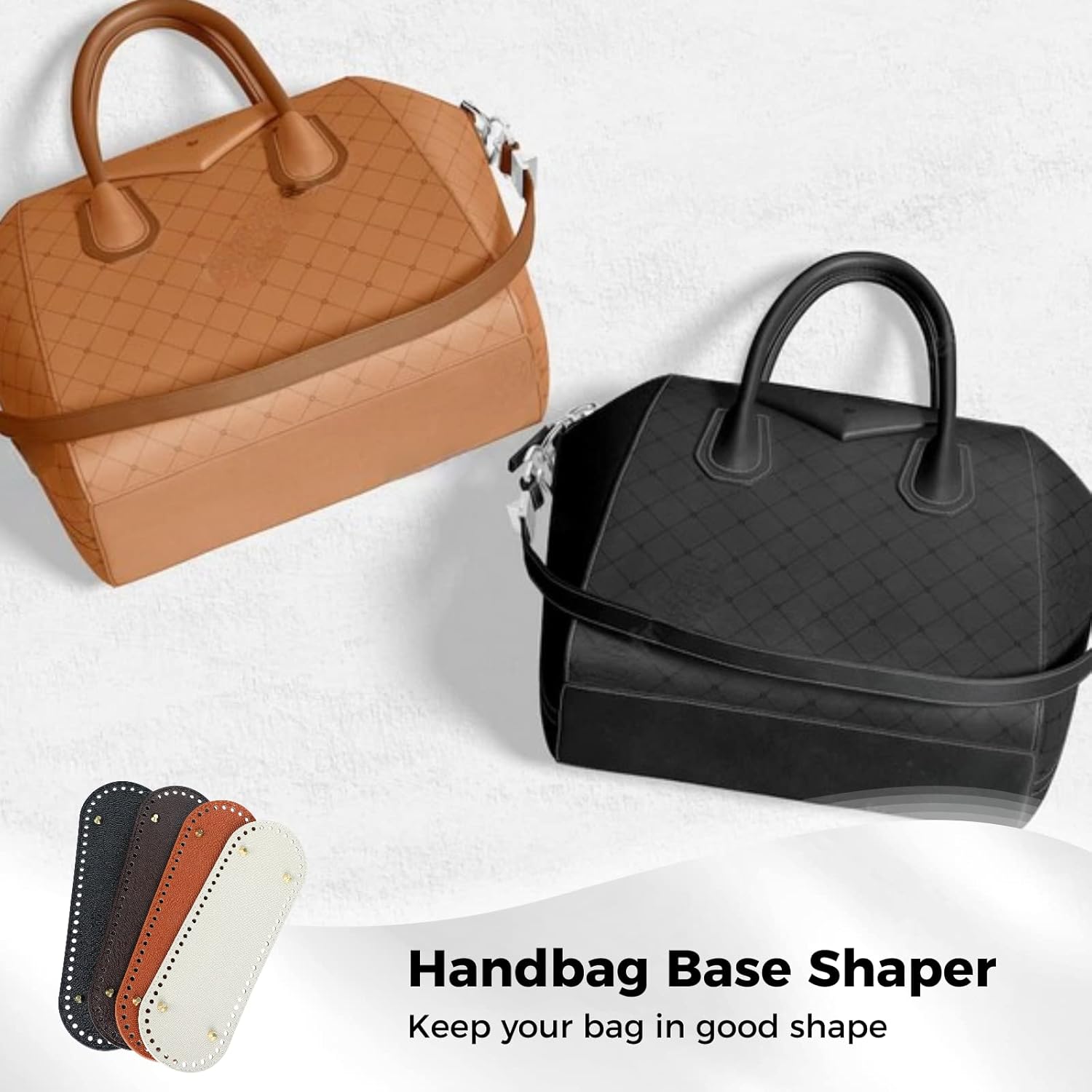 PU Leather Bag Bottom Shaper, 4 Pcs Crochet Bag Bottom Shaper Pad with Holes, Knitting Bag Oval Nail Bottom Shaper 30x10cm/12x4inch for Handbag Shoulder Bag Purse DIY Accessories : Clothing, Shoes & Jewelry