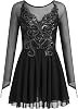 Figure Skating Dress for Women Butterfly Sequin Mesh Sleeve Adult Ice Skater Outfits Rhythmic Gymnastics Chiffon Dress