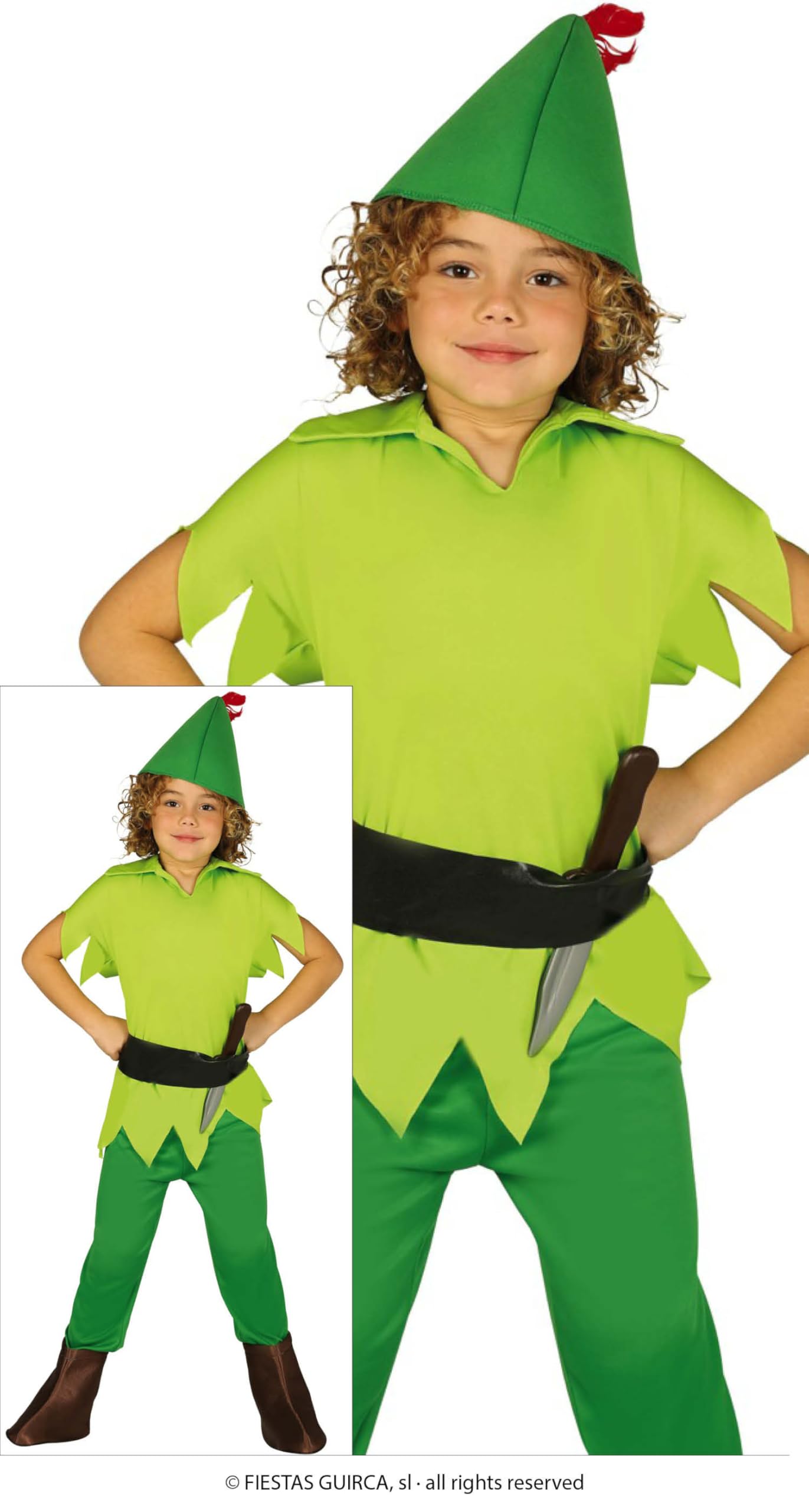 FIESTAS GUIRCA Green Archer Fancy Dress Costume 5-6 years