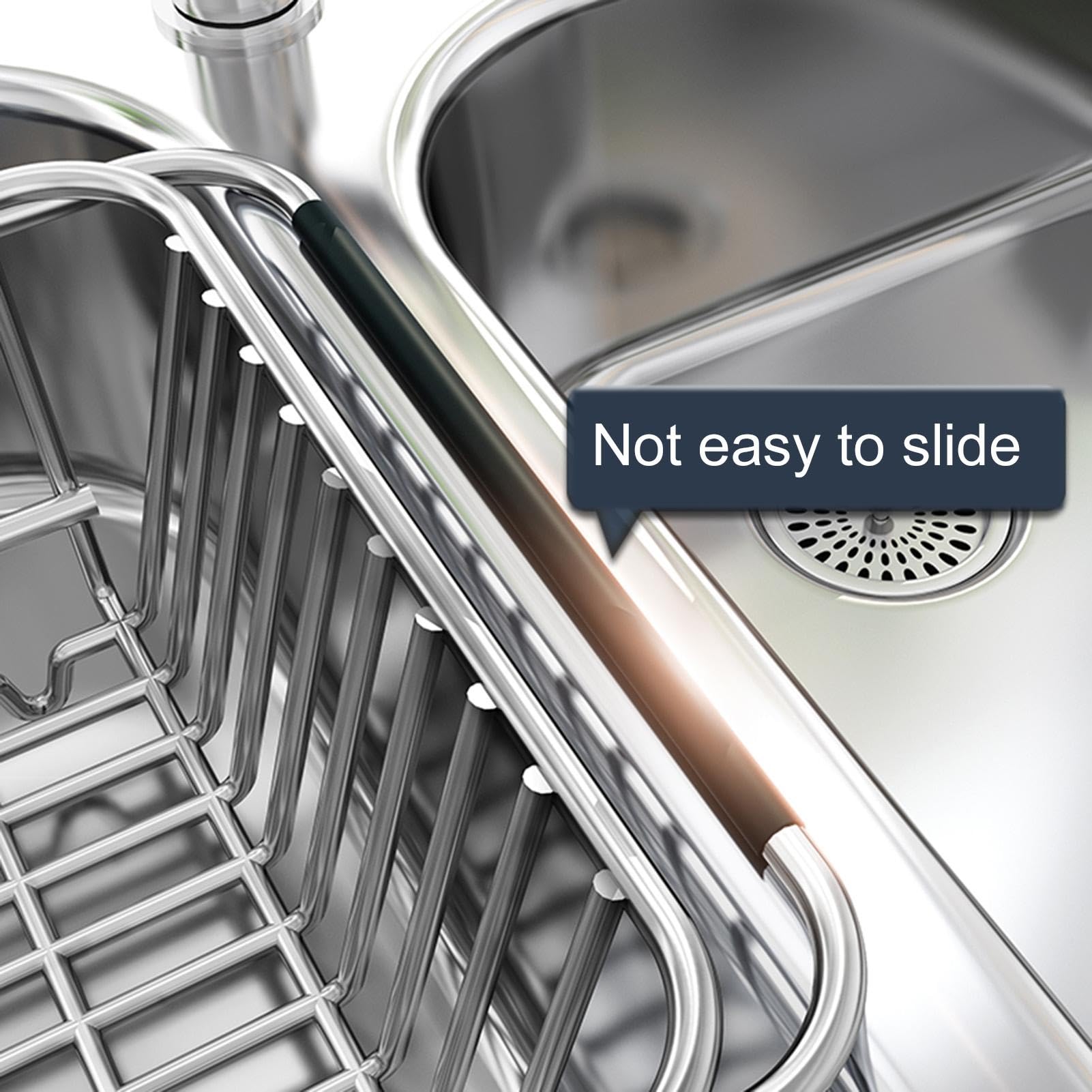 Cestello Scolapiatti Retrattile In Acciaio Inox Per Cucina - Da Mettere Sopra Il Lavandino, Grigio, Formato Piccolo