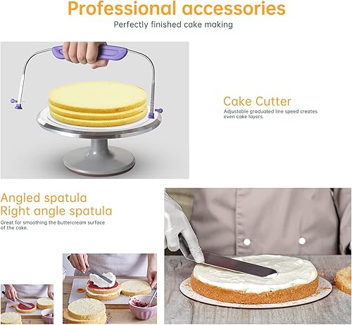 Miniatura 7 de Soporte giratorio redondo de aluminio de 12 pulgadas para decoración de pasteles, tocadiscos para tartas, soporte giratorio para tartas, pasteles y