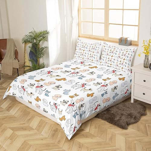 Miniatura 2 de Erosebridal Juego de ropa de cama con diseño de perros lindos para niños, diseño de cachorros de dibujos animados para niñas y niños, funda de