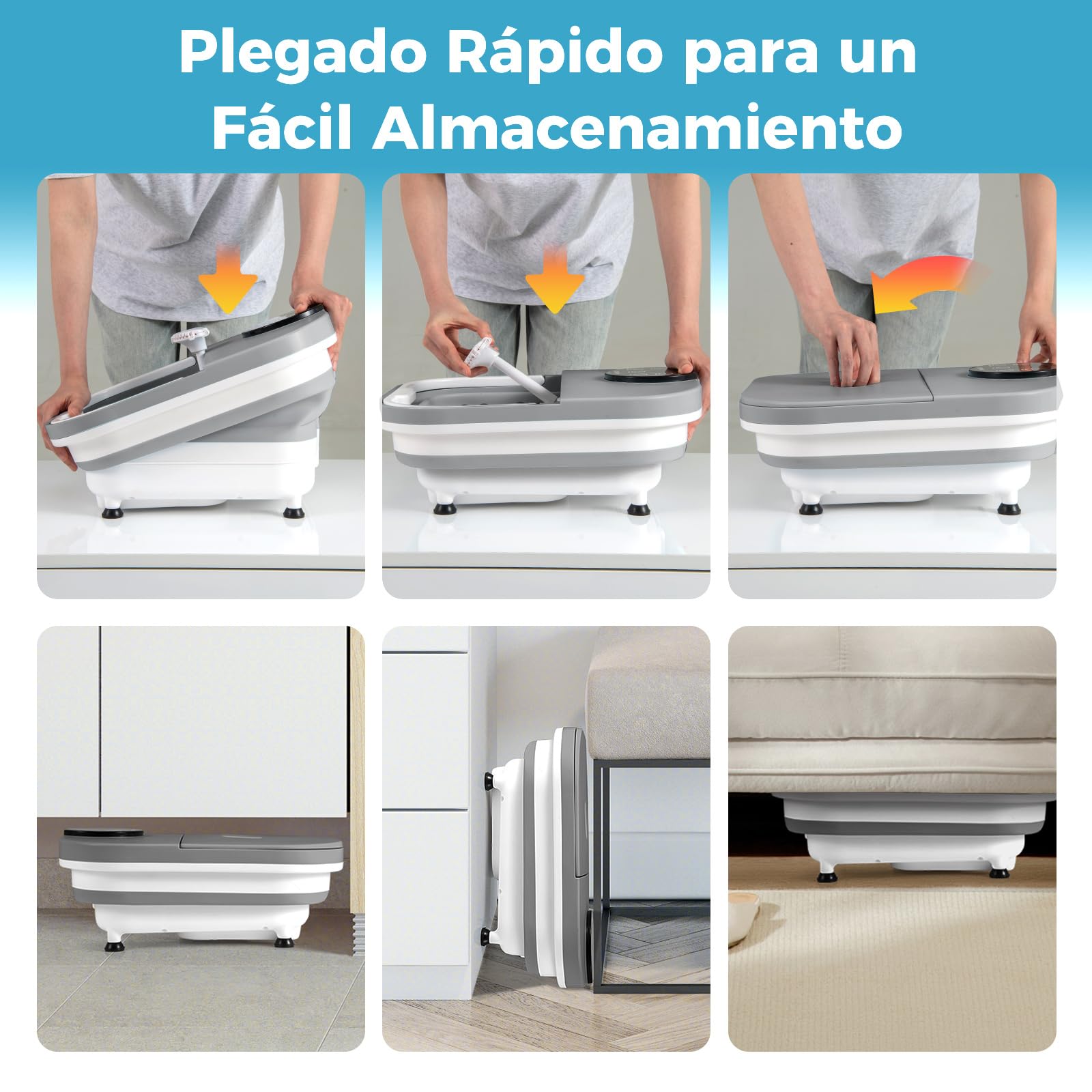 COSTWAY Masajeador de Pies Plegable con Calor, Ducha y Temporizador, Baño de Pies con 30 Bolas de Masaje Shiatsu Motorizadas, Temperatura 35-48℃, Pediluvio para Alivio del Estrés de los Pies