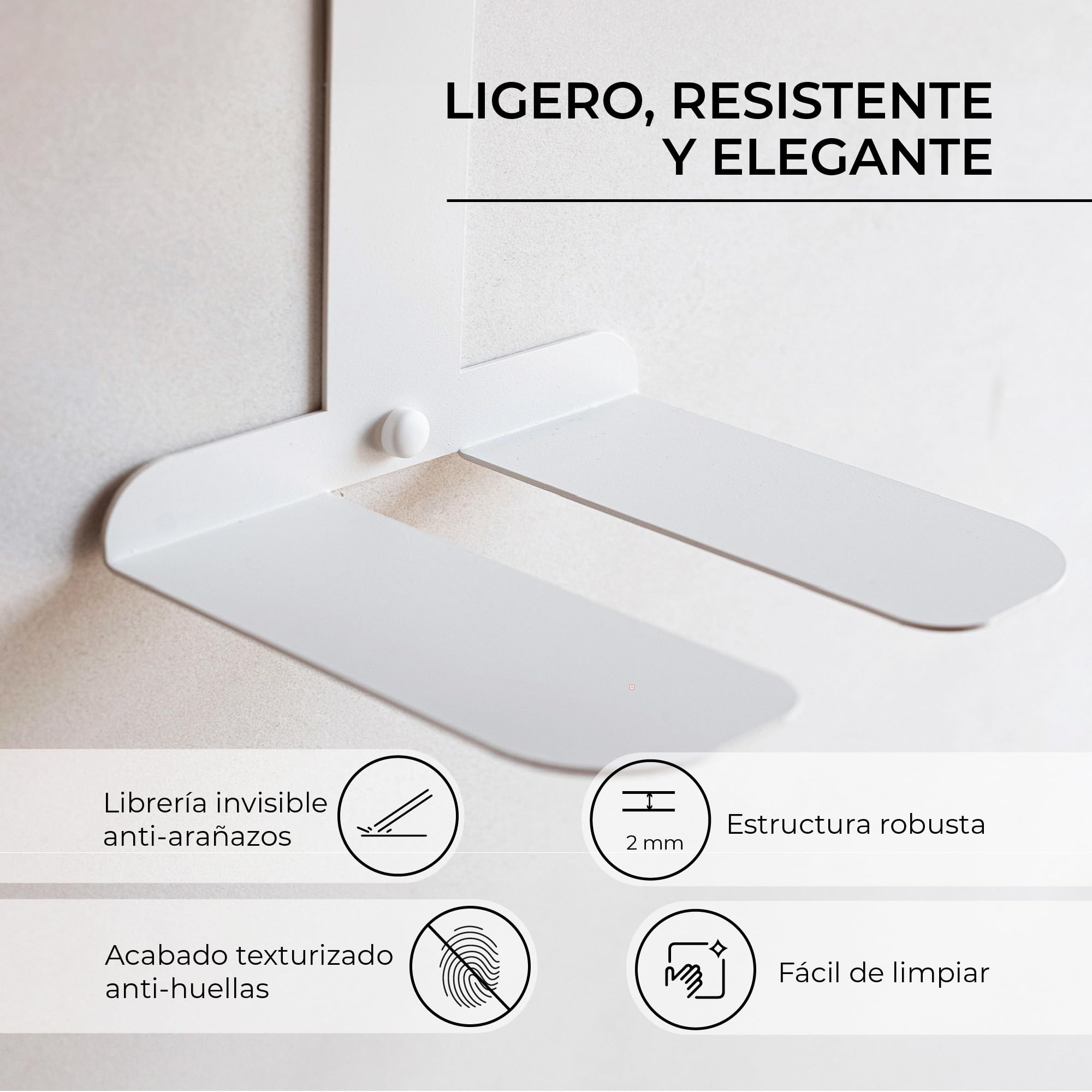 MILUKA Libreria Estanteria Pared Libros 35 cm, Pack 2 Columnas en Vertical | Libreria modular Invisible, 6 Estantes, Estantería Flotante para Libros en metal blanco, Librero pared moderno, biblioteca