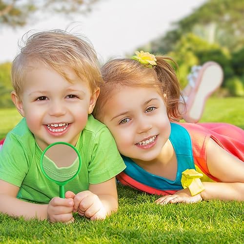 Miniatura 6 de 24 lupas para niños, lupa de plástico, lente de mano colorida, mini lupa 5X para niños, lectura en clase de ciencia, observación al aire libre,