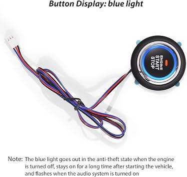 Car Alarm System, One Click Start System Push to Start Ignition One Click Stop Button Kit Keyless Start System for Most DC 12V Cars, Black