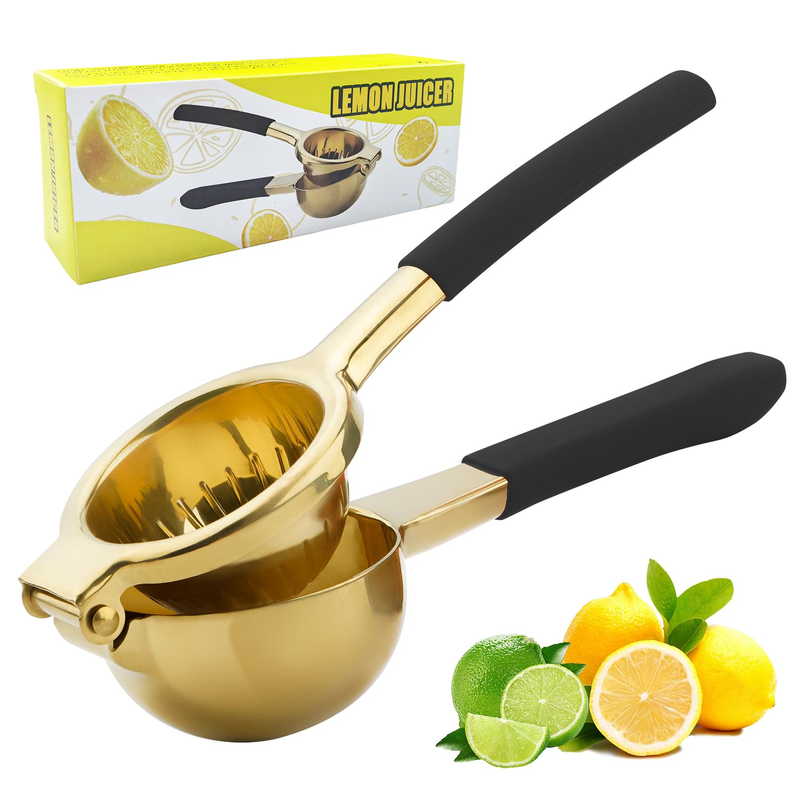 Lemon Squeezer Stainless Steel Lemon Juicer Manual Heavy Duty Lemon Juicer Pro-Grade No Seeds Citrus Juicer(Gold)